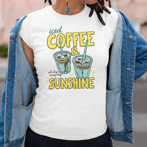 Sunshine & Iced Coffee Shirt, Trendy Summer Graphic Tee, Viva Store®