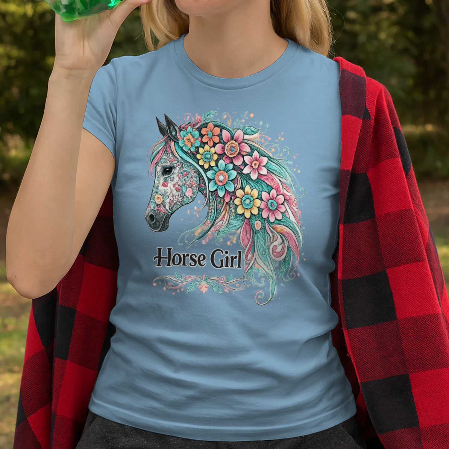 Equestrian Horse Girl T-Shirt, Floral Horse Head Graphic, Viva Store®