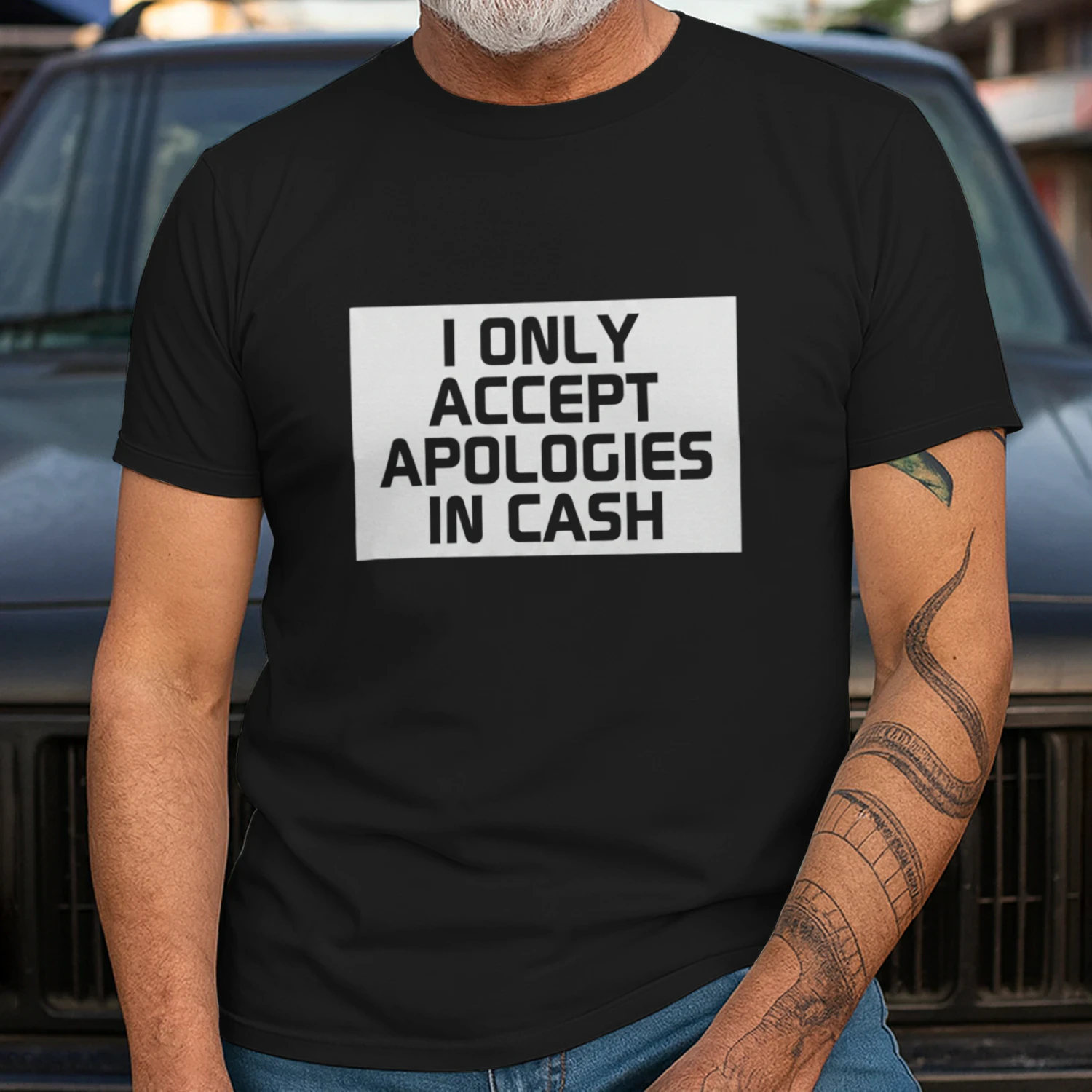 Classic Men's T-shirt - I Only Accept Apologies in CA$H 