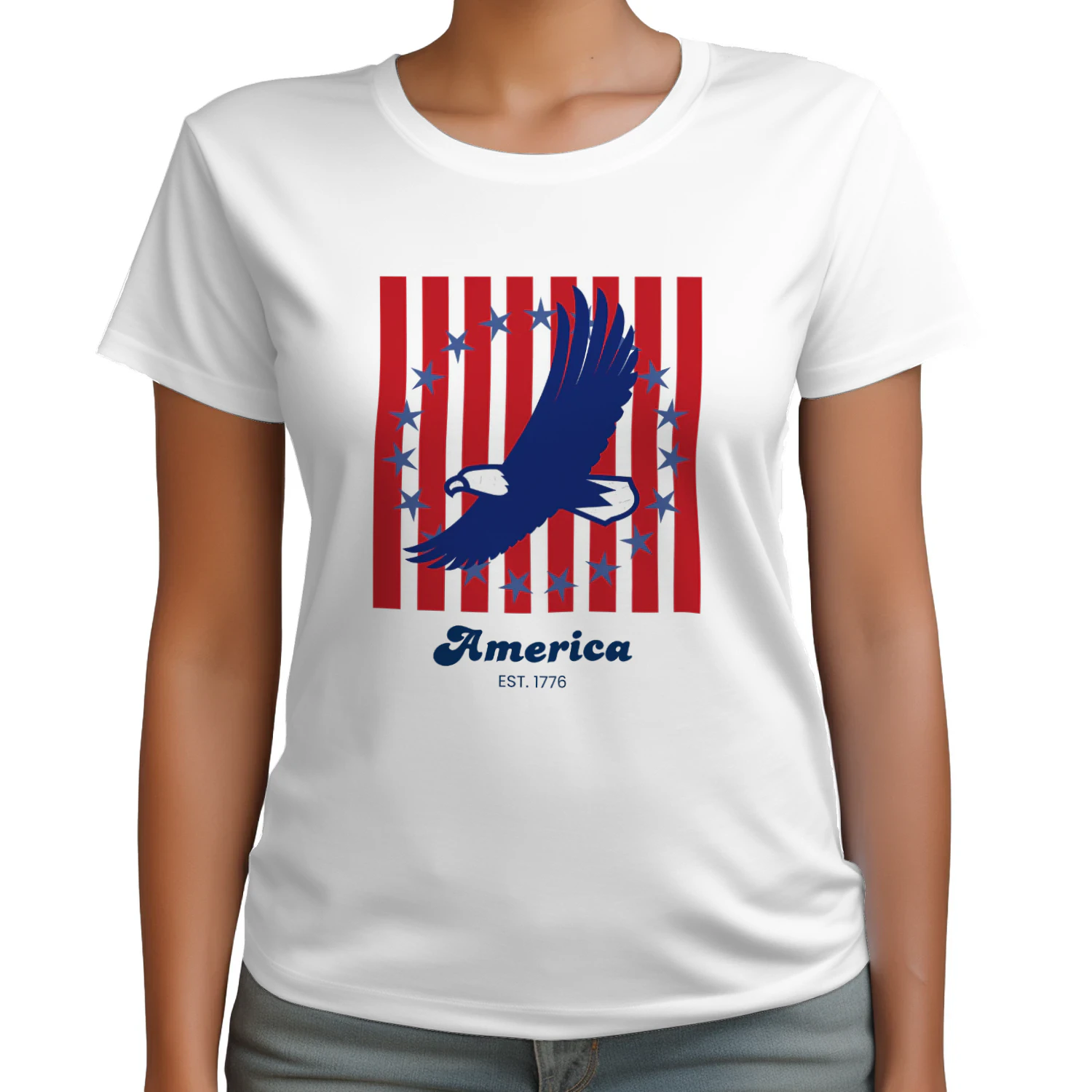 Vintage America Eagle T-Shirt | Retro 1776 Patriotic Graphic - Unisex Heavy Cotton T-shirt