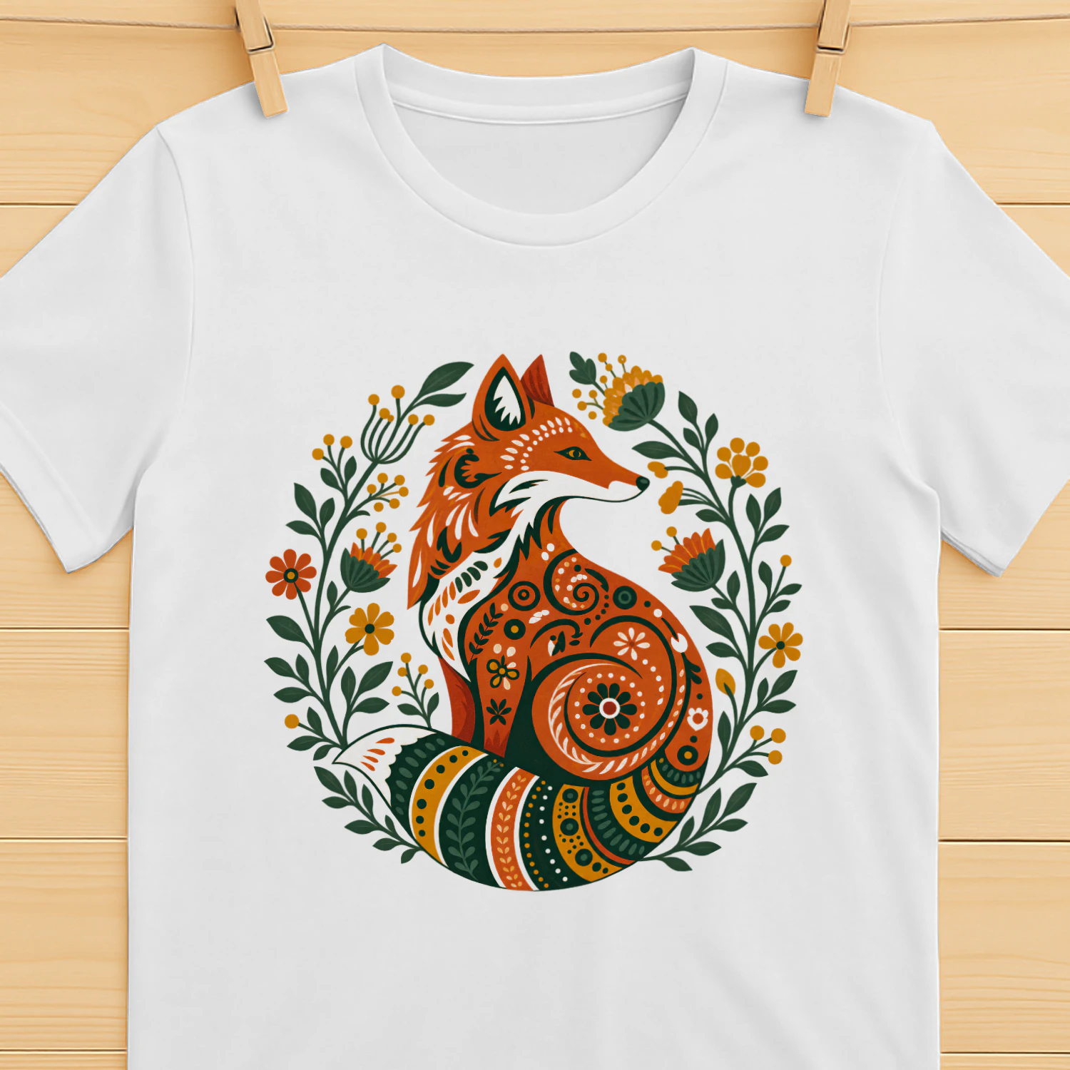 Floral Fox T-Shirt for Nature Lovers