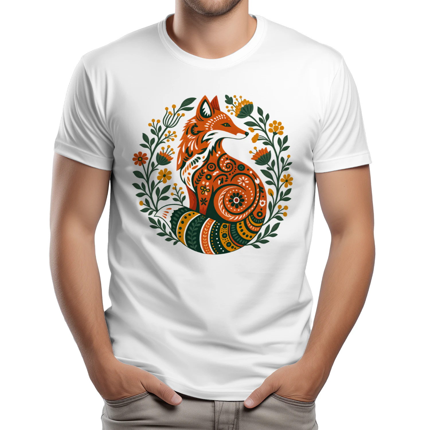 Floral Fox T-Shirt for Nature Lovers