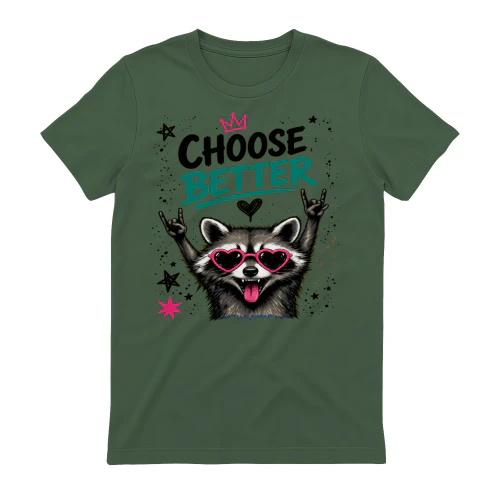 Funny Raccoon Heart Glasses - Choose Better Retro Animal Shirt
