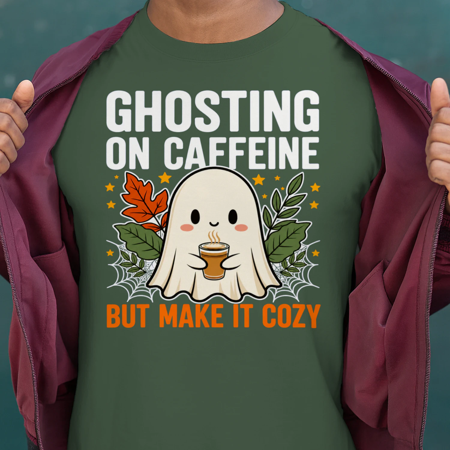 Ghosting On Caffeine Shirt - Make It Cozy Fall Coffee Ghost Tee