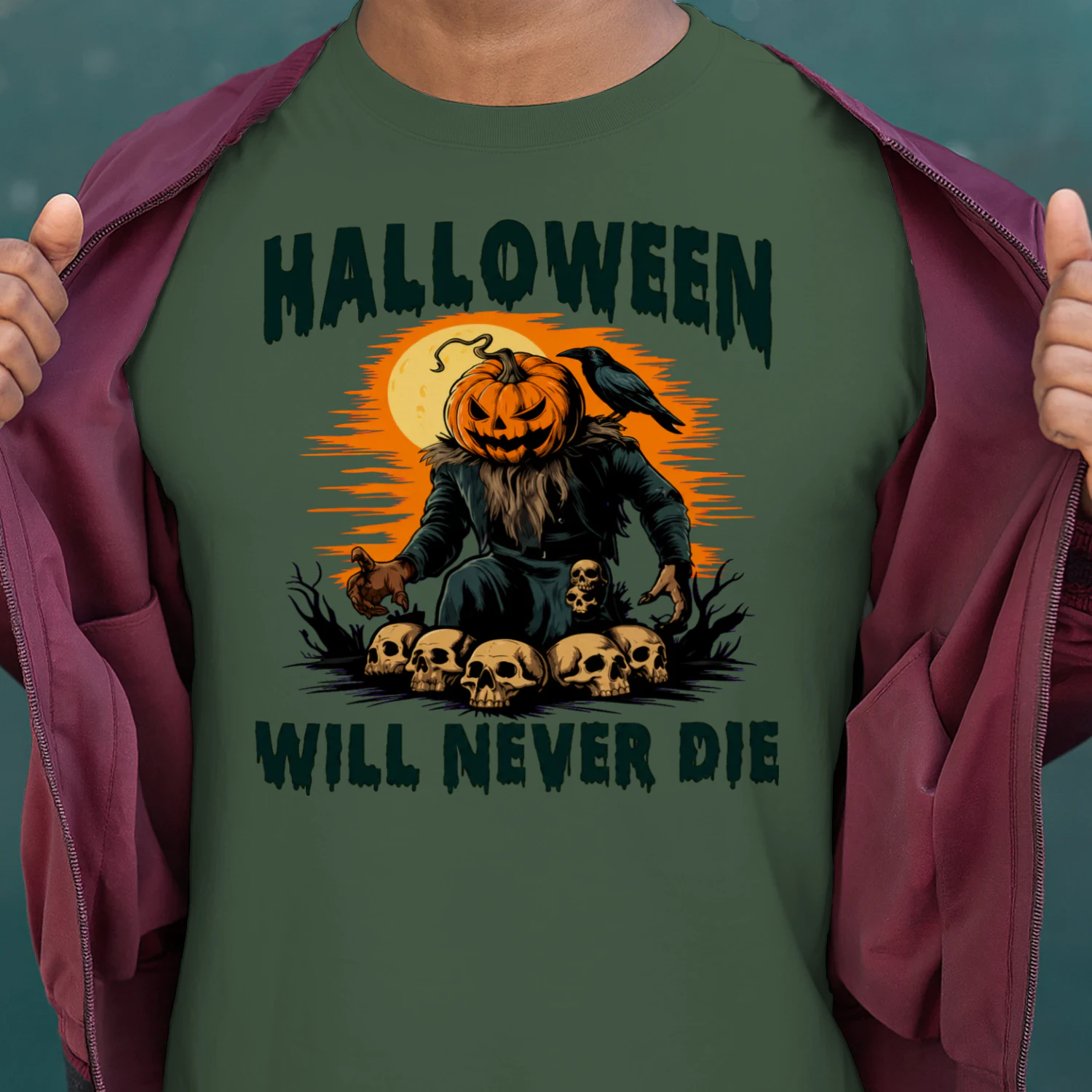  Halloween State Of Mind - Spooky Pumpkin Head Grim Reaper Shirt
