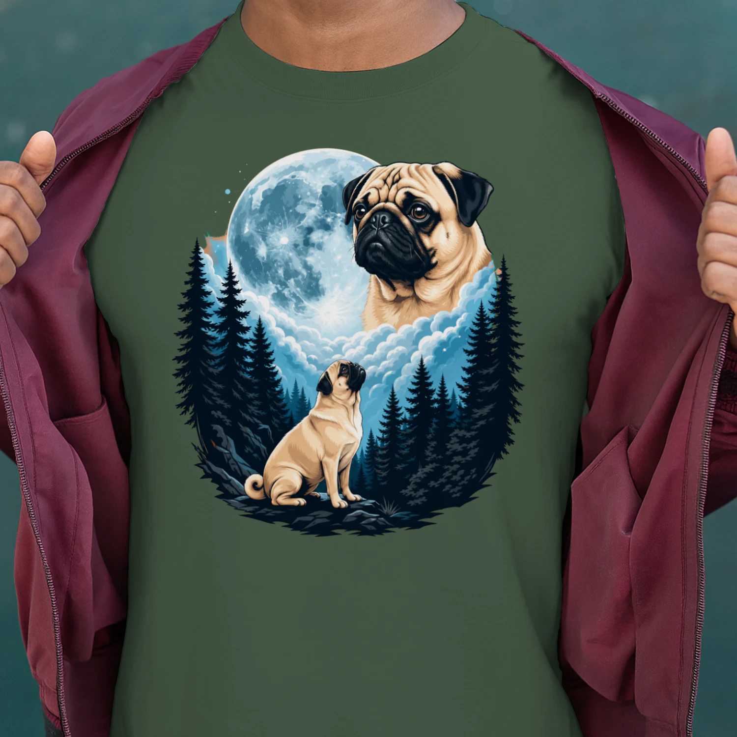 Pug Lover Shirt – Moonlit Mountain Pug