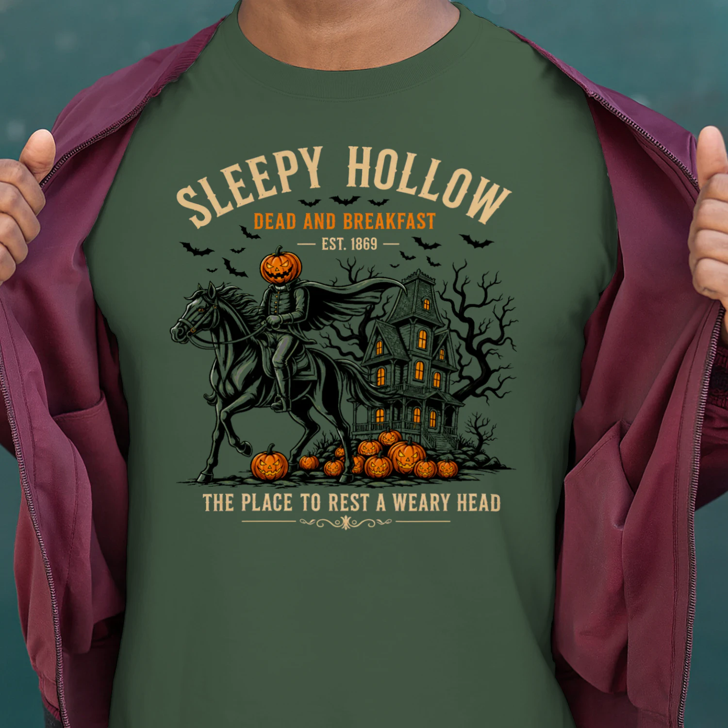 Sleepy Hollow Dead and Breakfast Shirt - Headless Horseman Halloween Tee