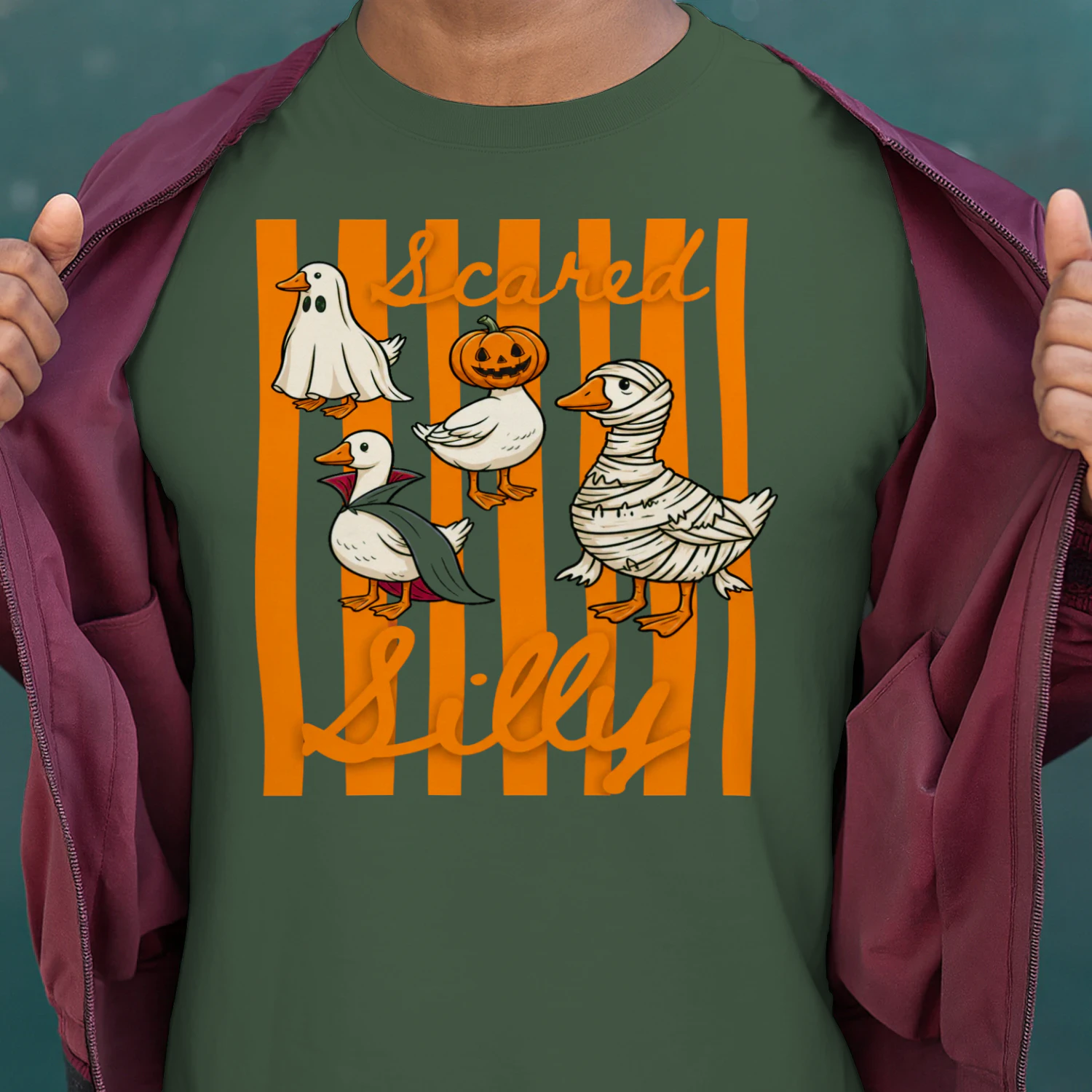 Scared Silly Goose Shirt - Funny Farm Animal Halloween Costume Tee
