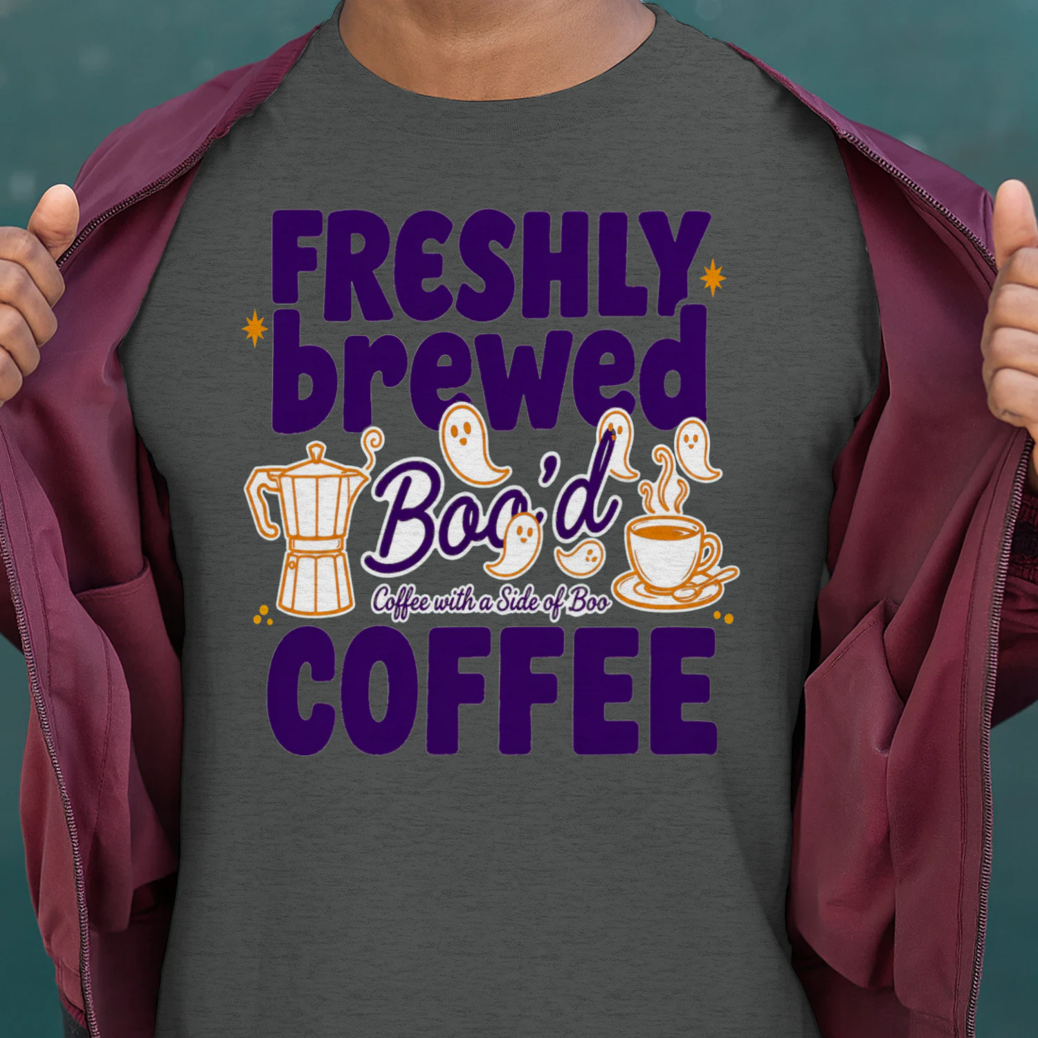 Freshly Brewed Bood Coffee - Cute Ghost Moka Pot Spooky Shirt