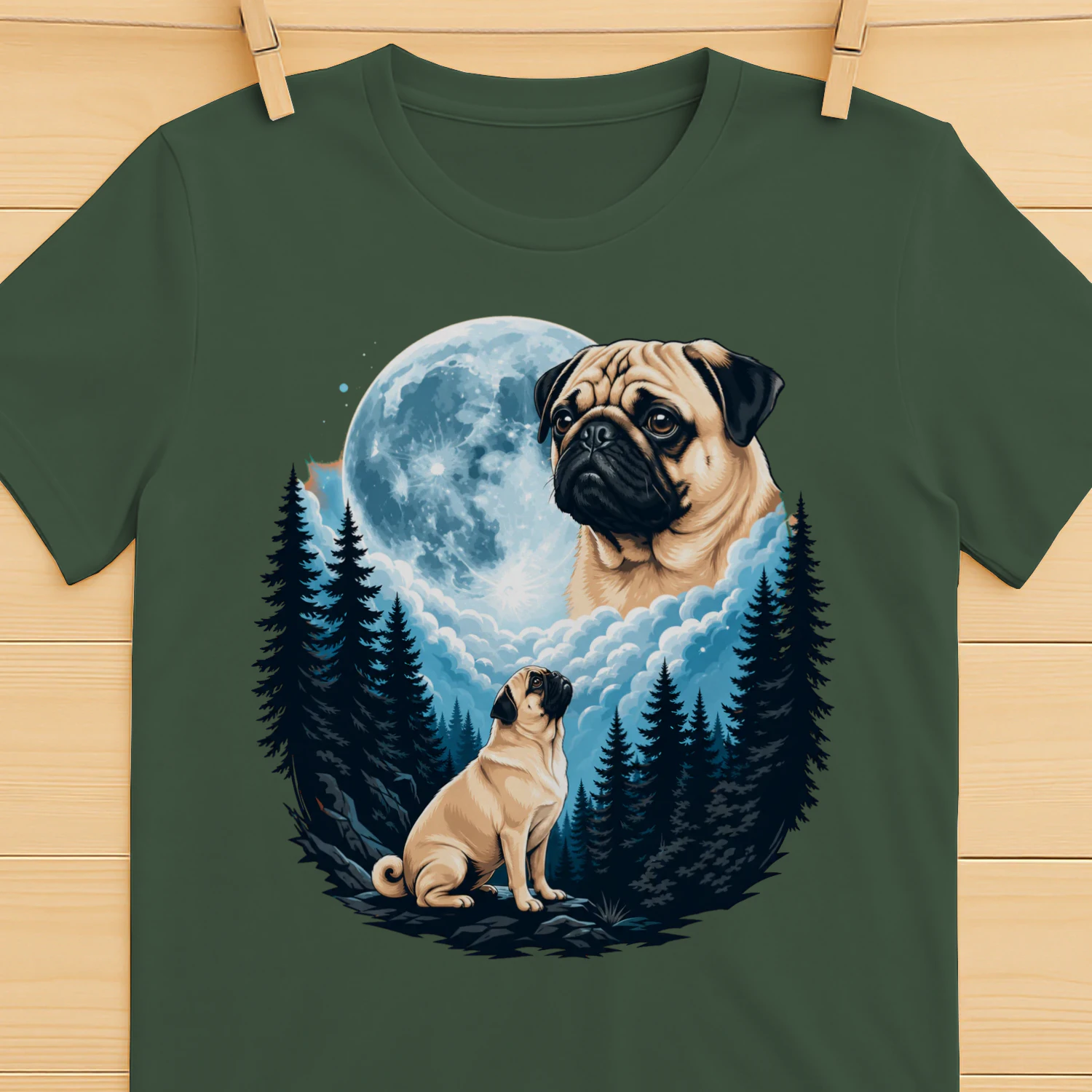 Pug Lover Shirt – Moonlit Mountain Pug