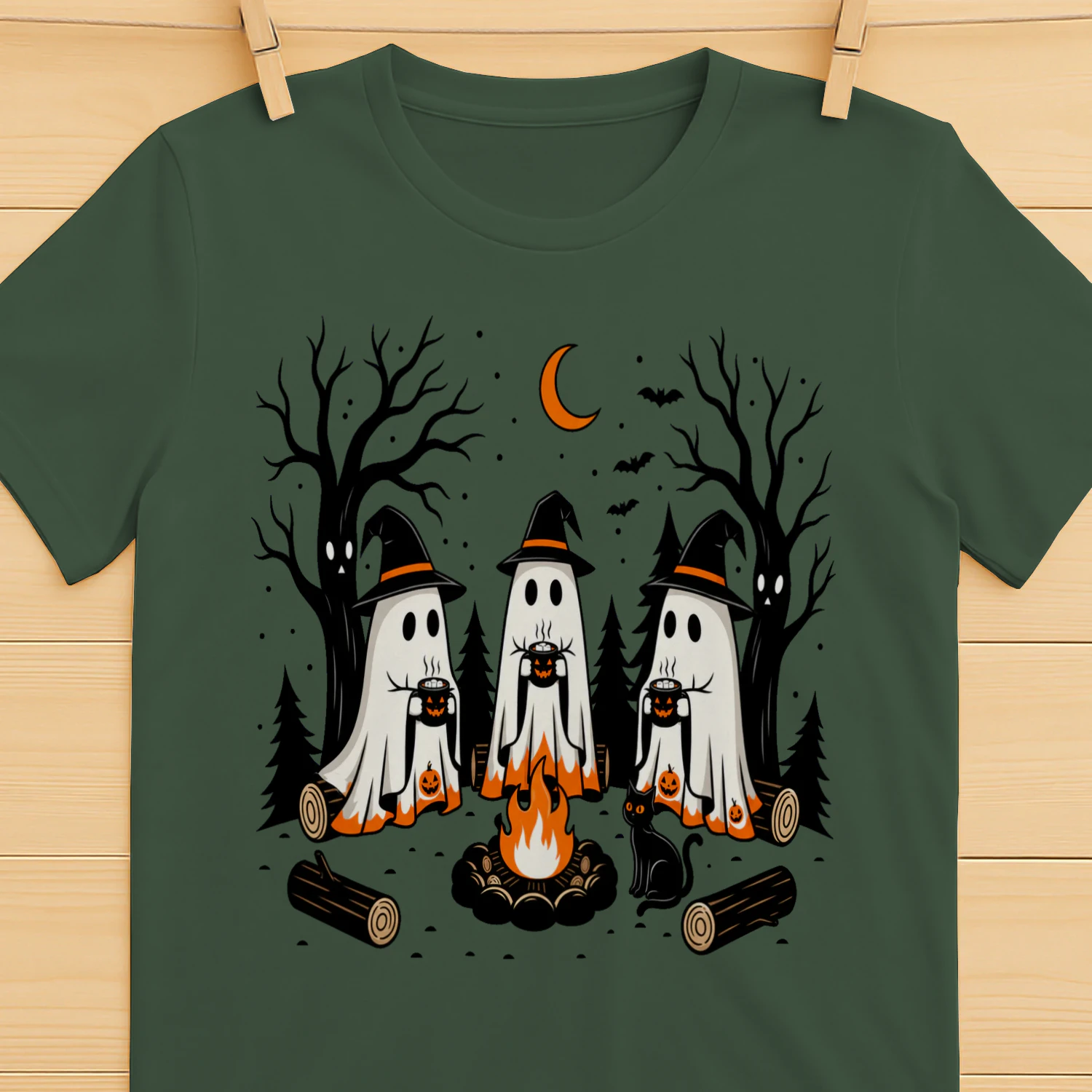 Cute Ghost Campfire Shirt - Spooky Season Matching Halloween Tee