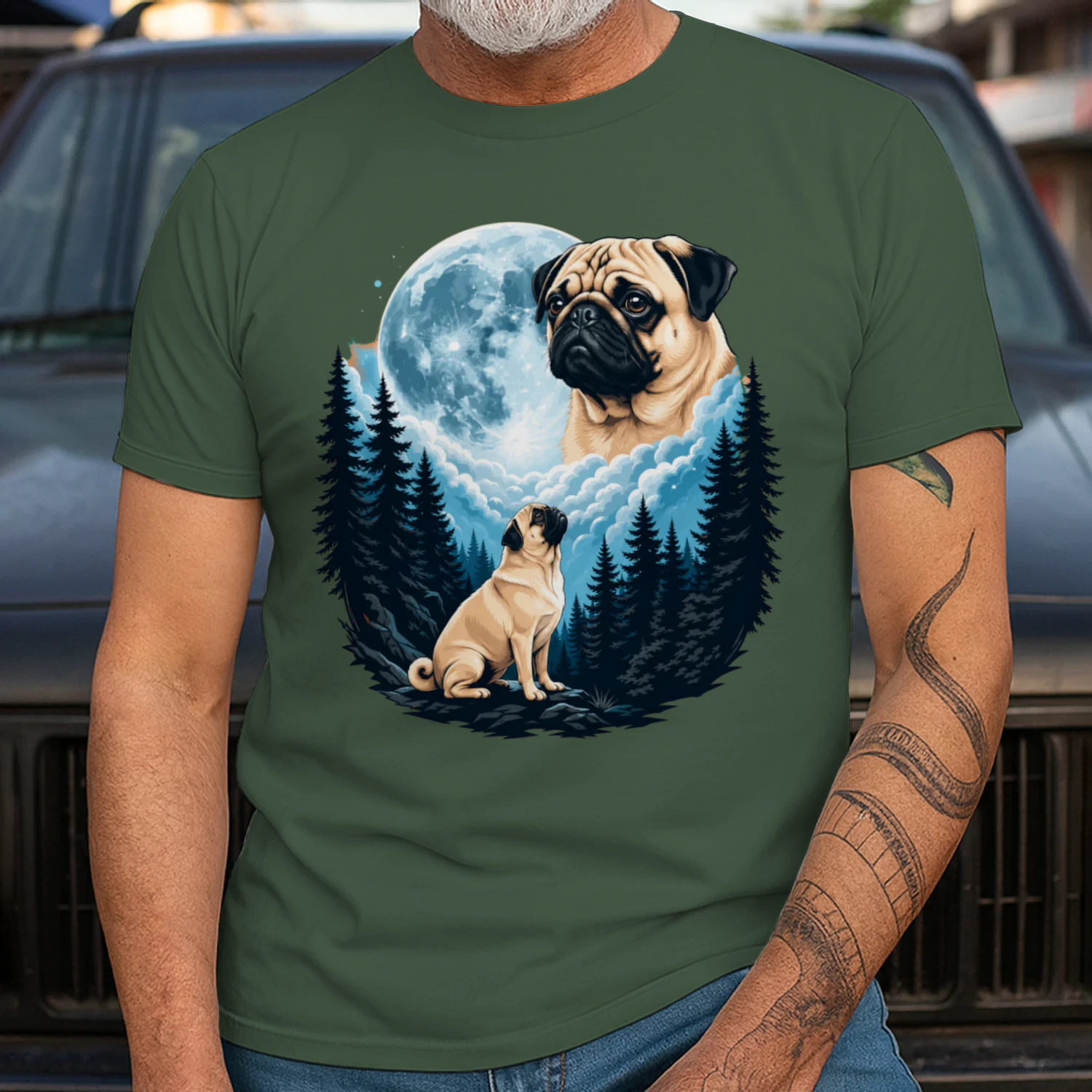Pug Lover Shirt – Moonlit Mountain Pug