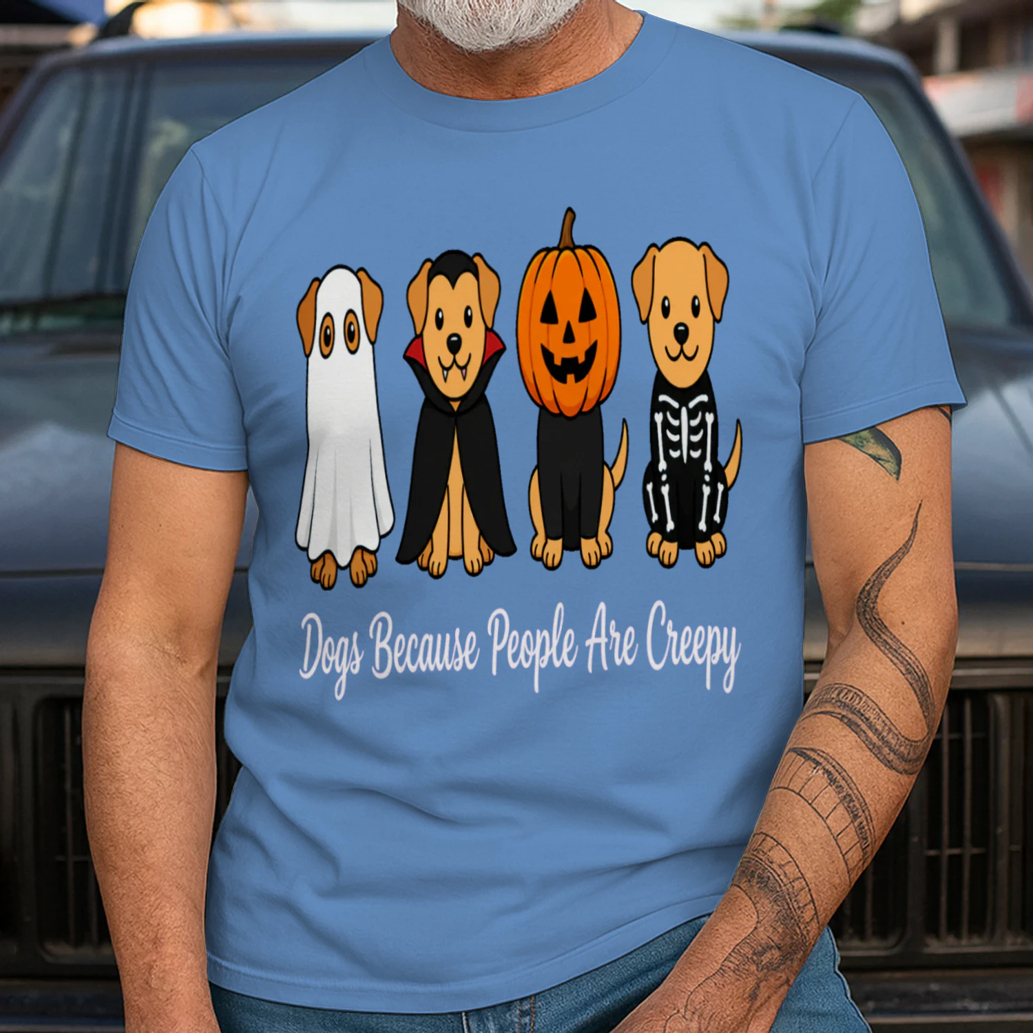Dogs Because People Are Creepy  - The perfect graphic tee for introverted dog moms, dog dads, and anyone who prefers pups over people!