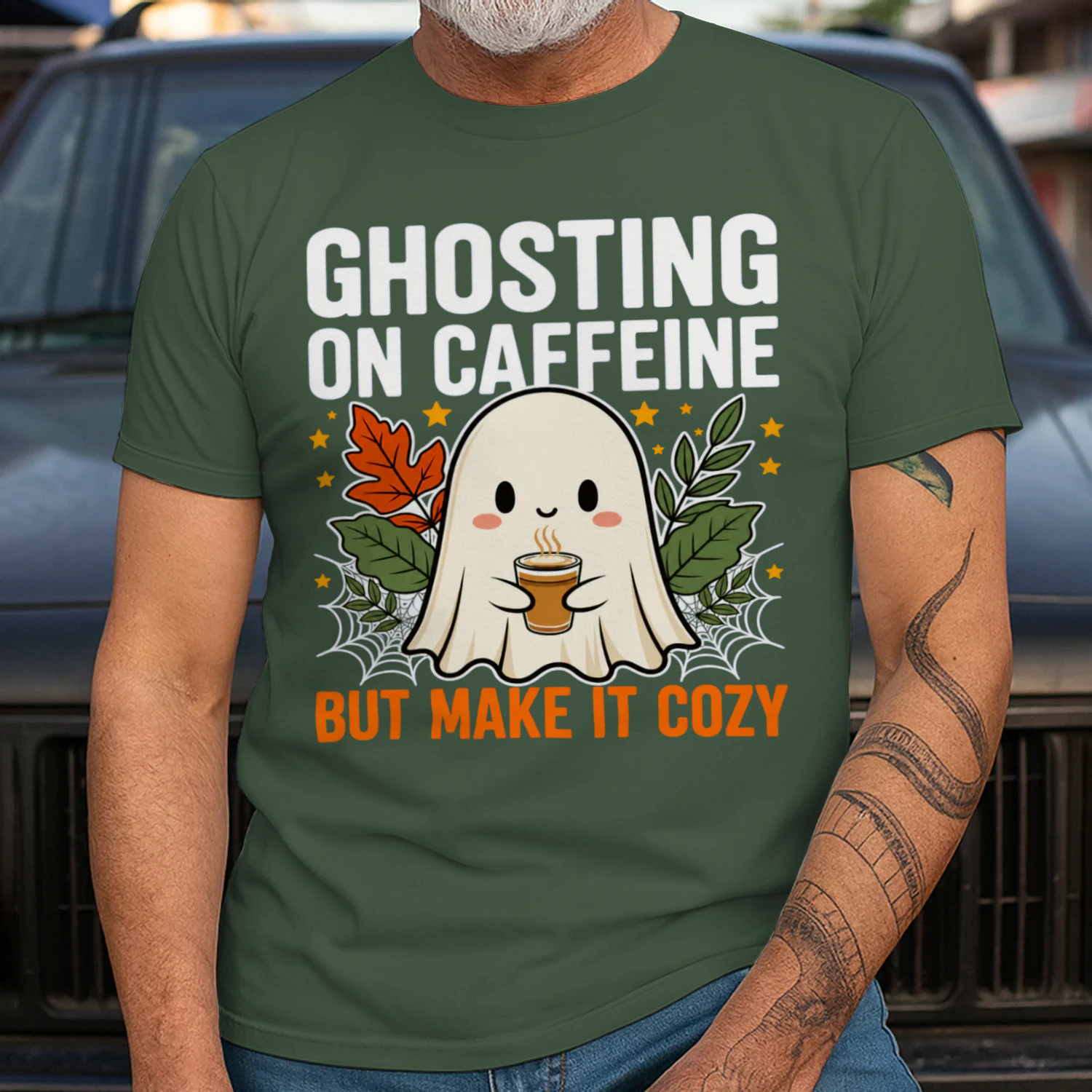 Ghosting On Caffeine Shirt - Make It Cozy Fall Coffee Ghost Tee