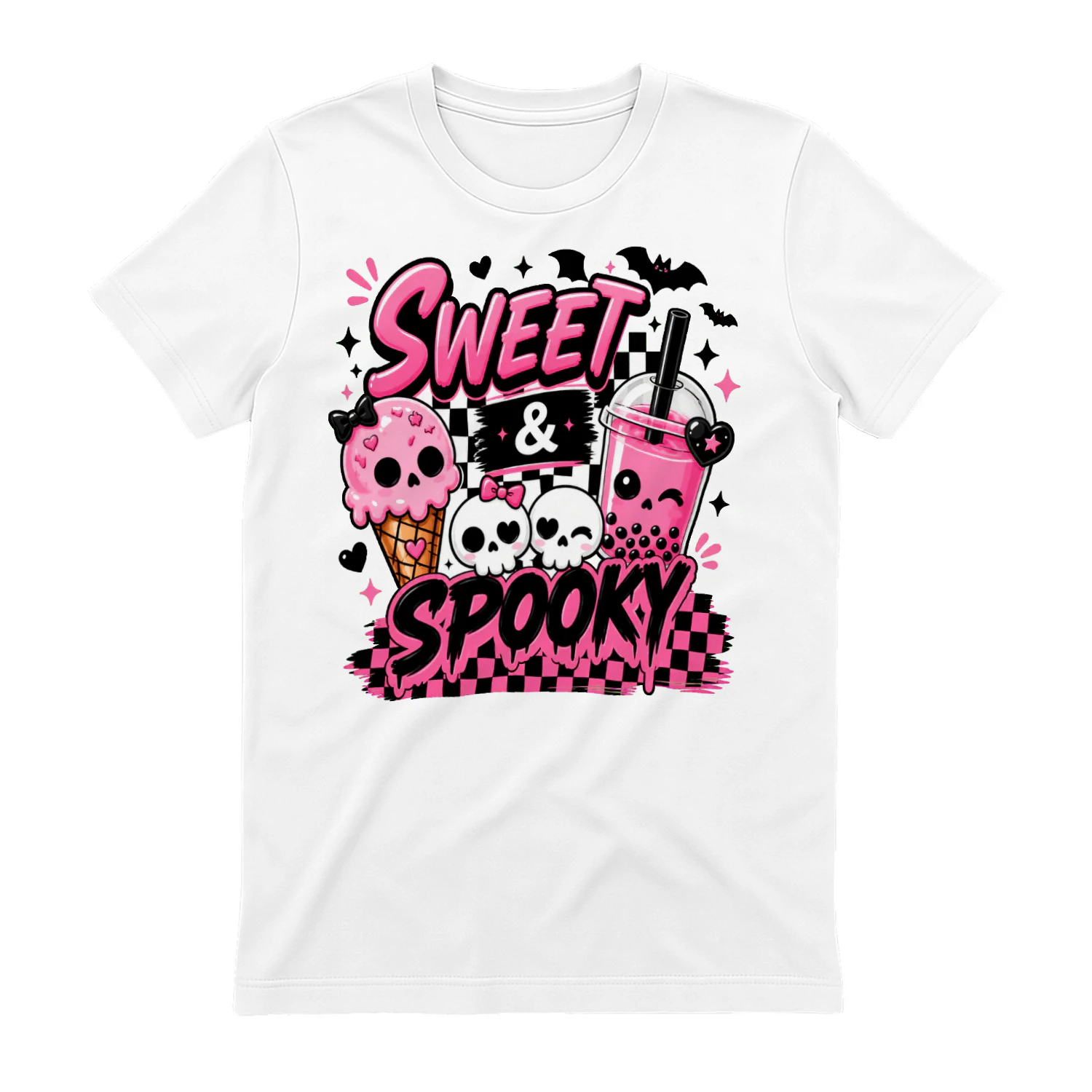 Sweet & Spooky Ice Cream Skull Halloween Pink