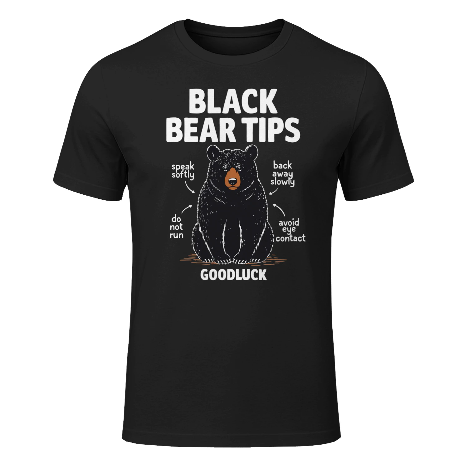 Funny White Black Bear Tips Sarcastic Wildlife Survival Guide Graphic Tee