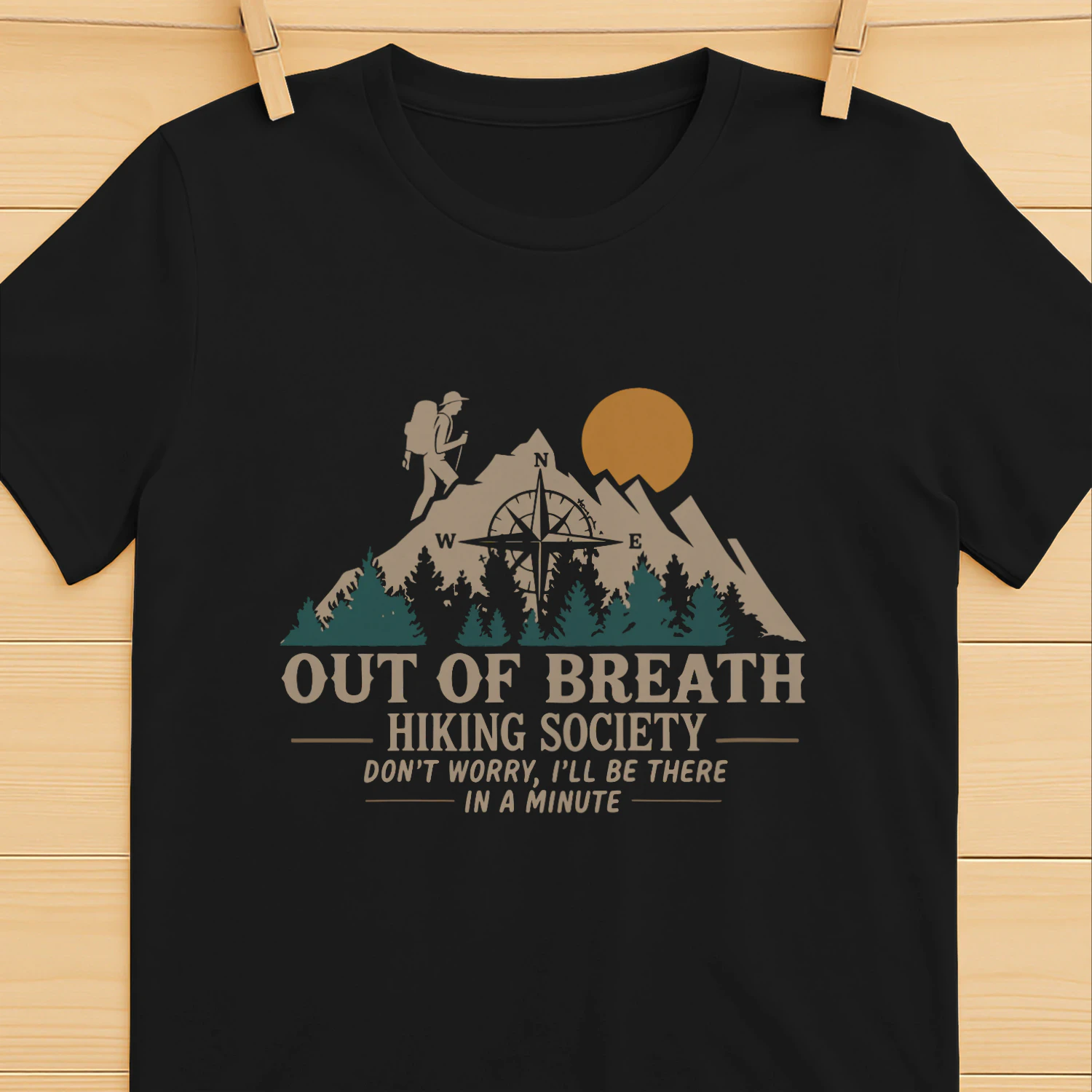 Out of Breath Hiking Society Funny Hiking Graphic 