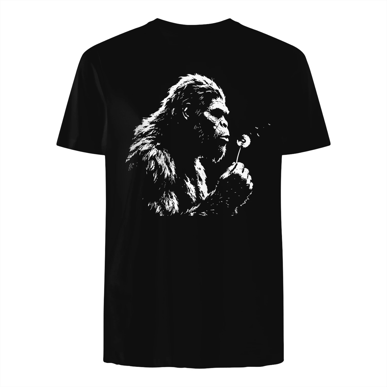 Bigfoot Dandelion Field Graphic Tee Mystical Sasquatch Walking Nature Tee