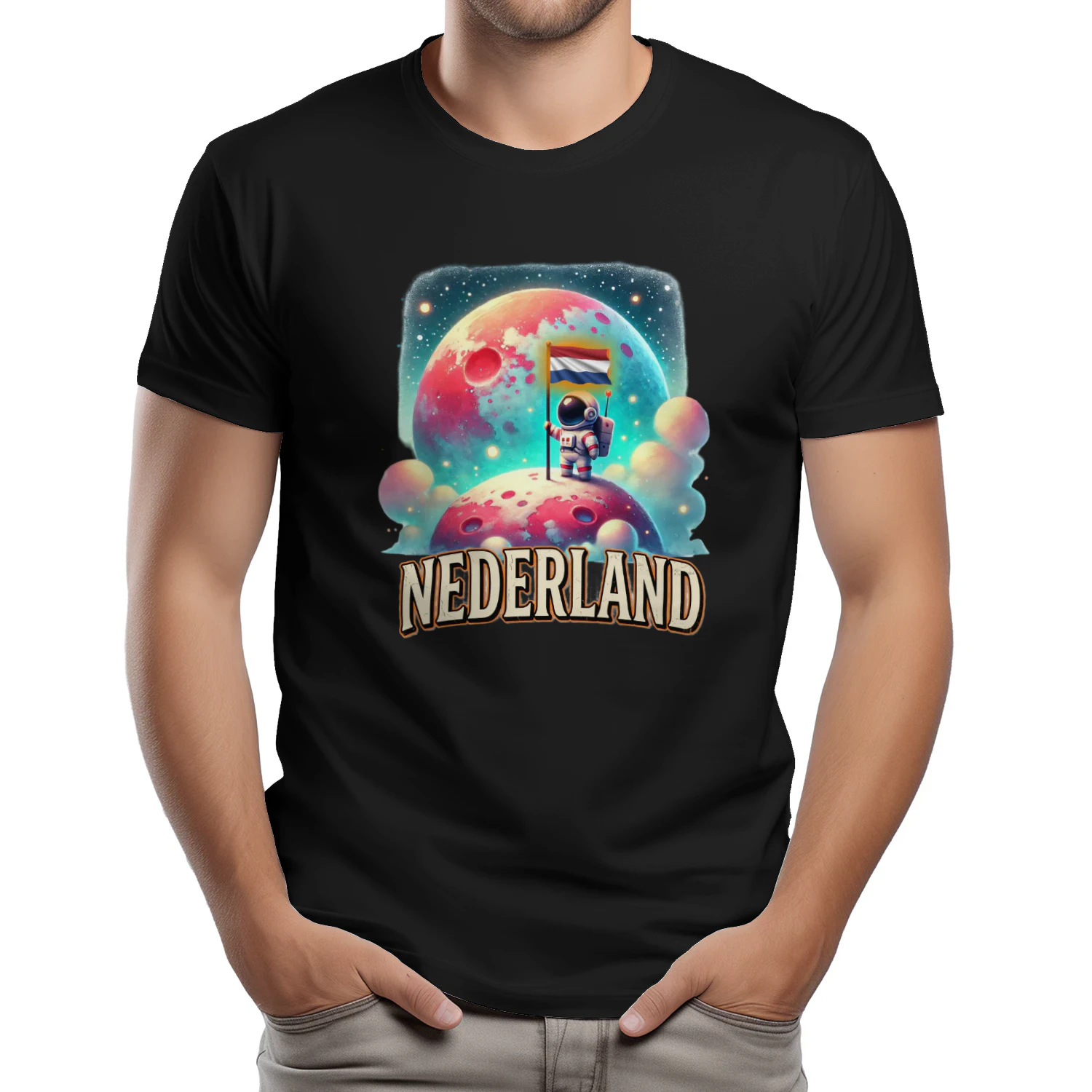 NEDERLAND Retro Astronaut Dutch Flag T-Shirt