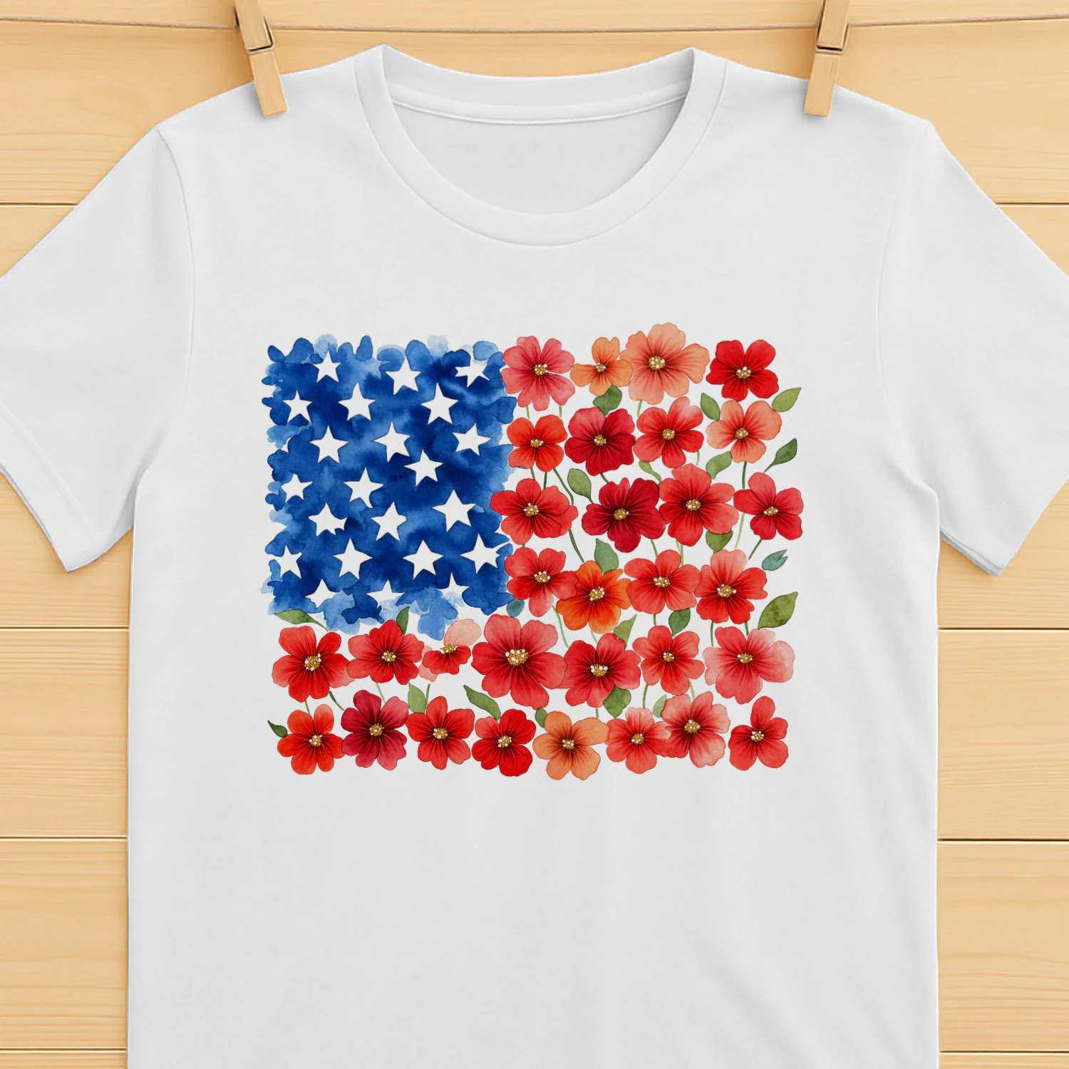 Floral USA flag t-shirt