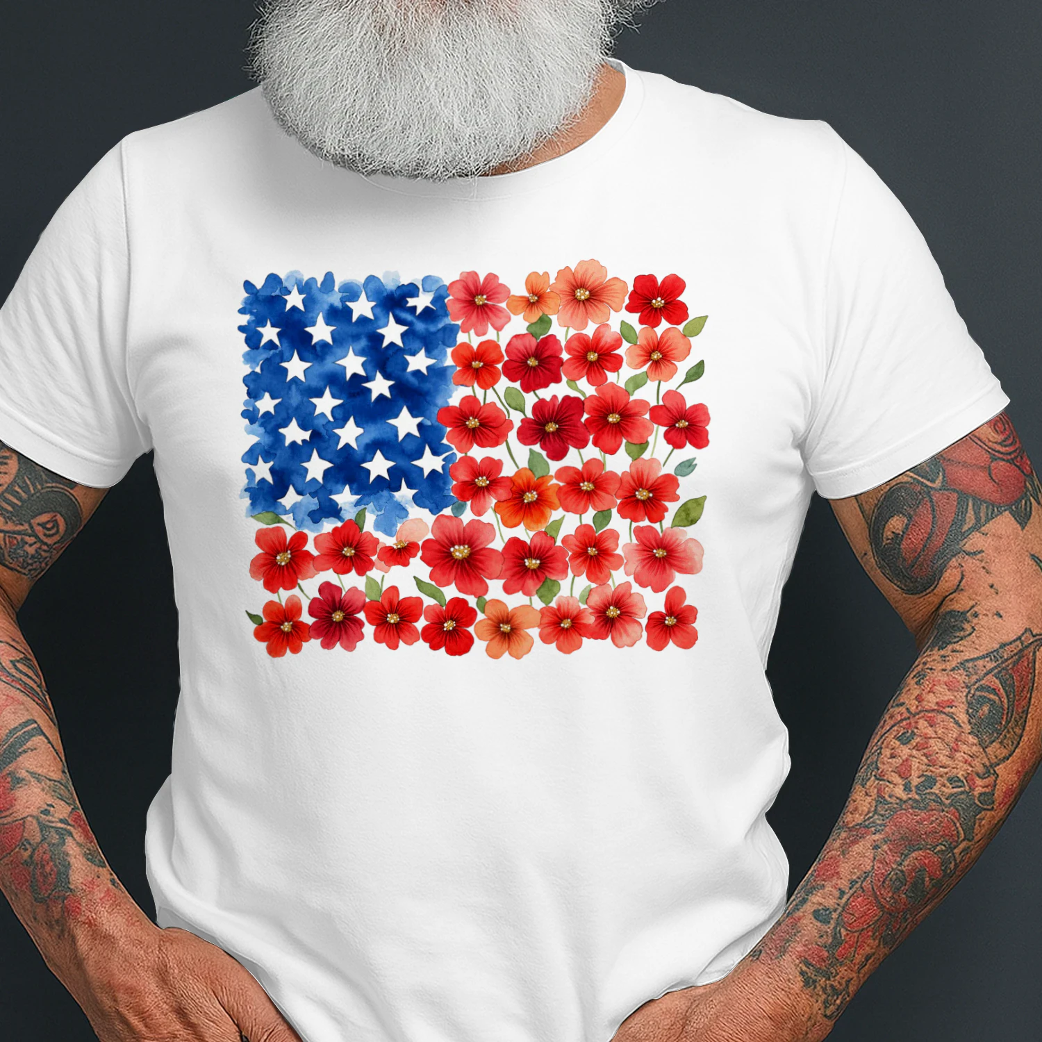 Floral USA flag t-shirt