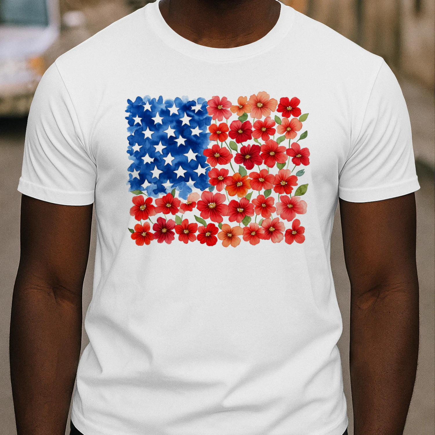 Floral USA flag t-shirt