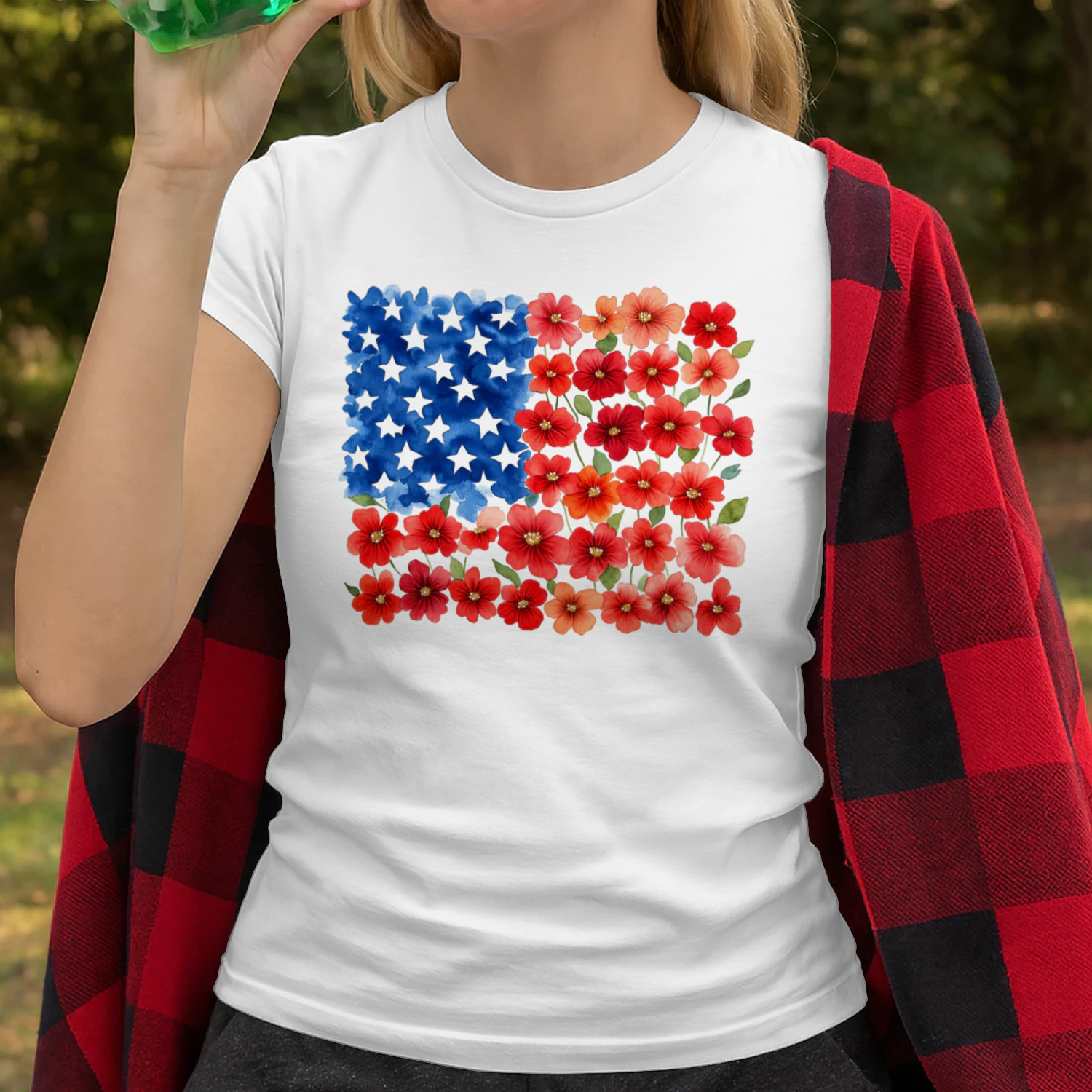 Floral USA flag t-shirt