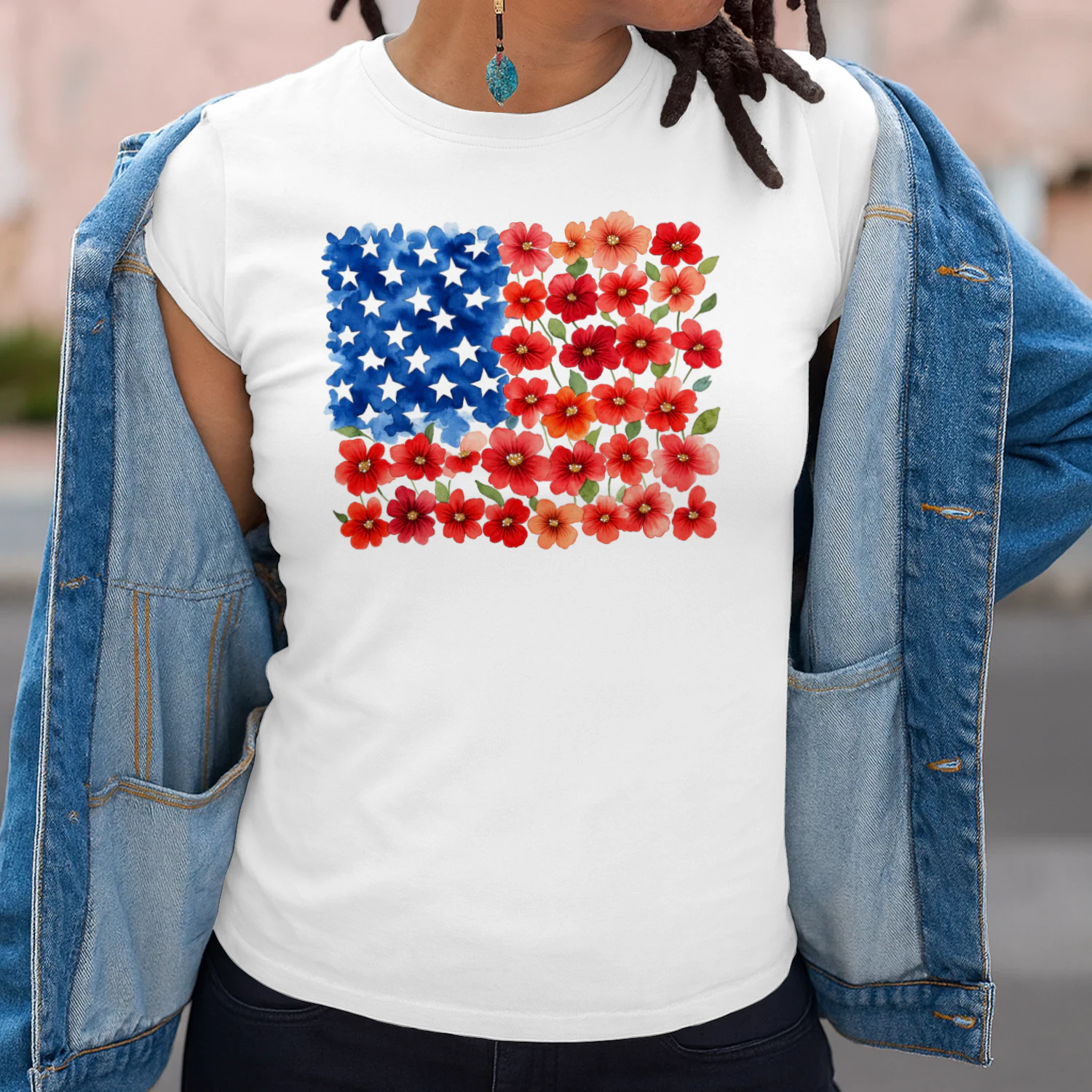 Floral USA flag t-shirt
