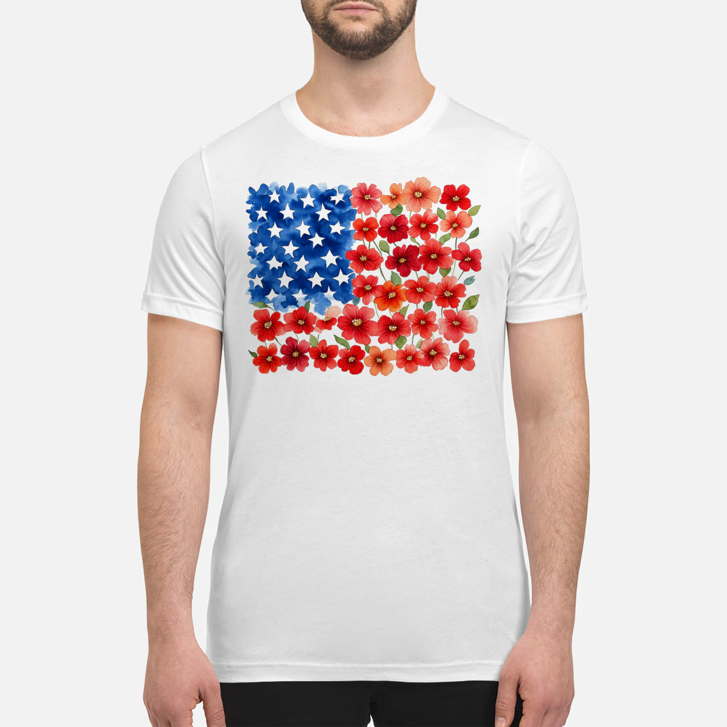 Floral USA flag t-shirt