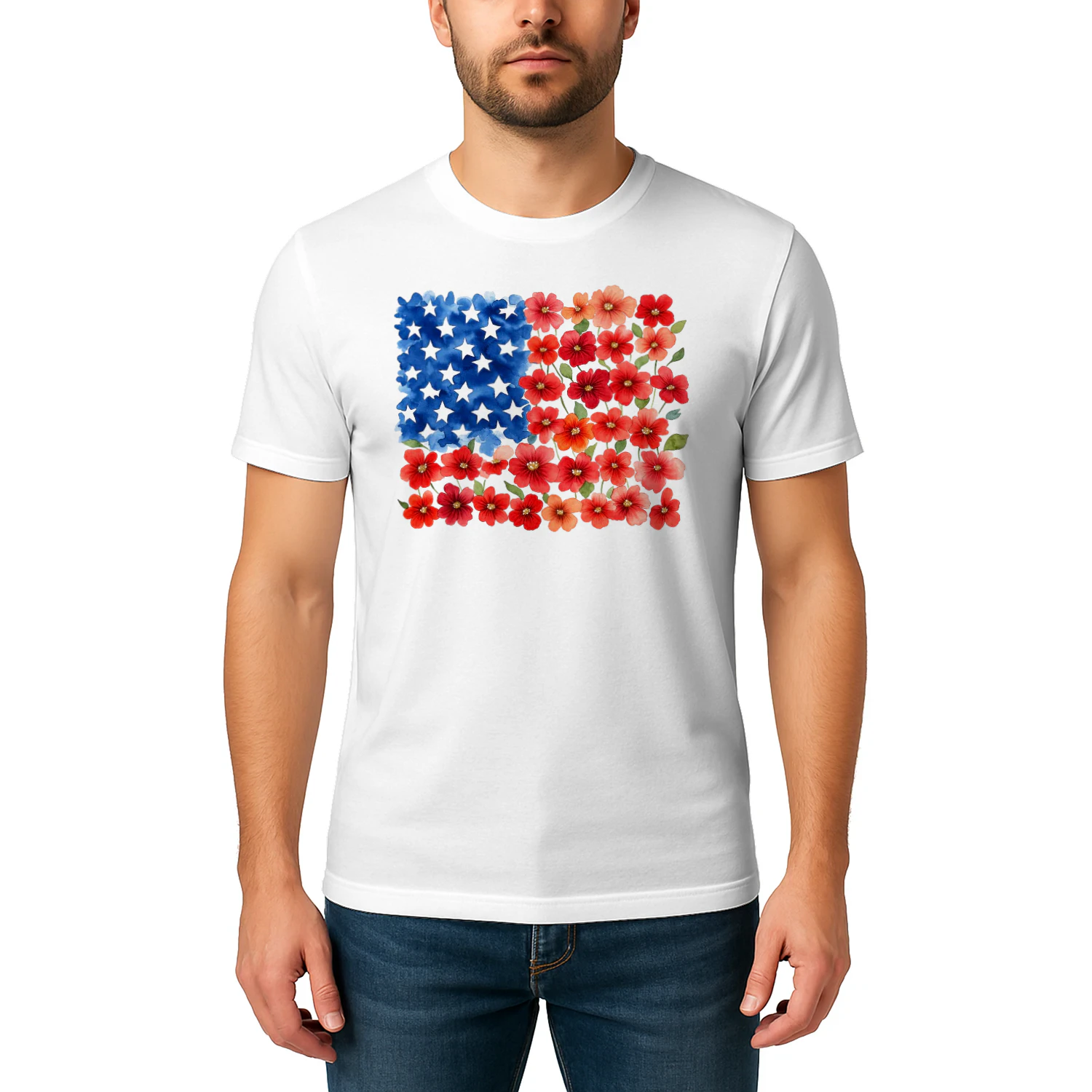 Floral USA flag t-shirt