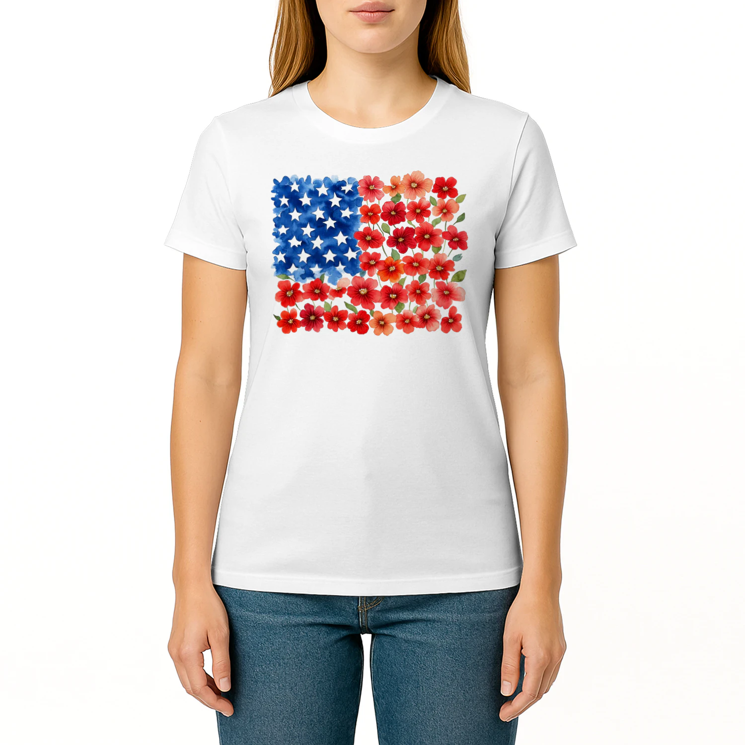 Floral USA flag t-shirt