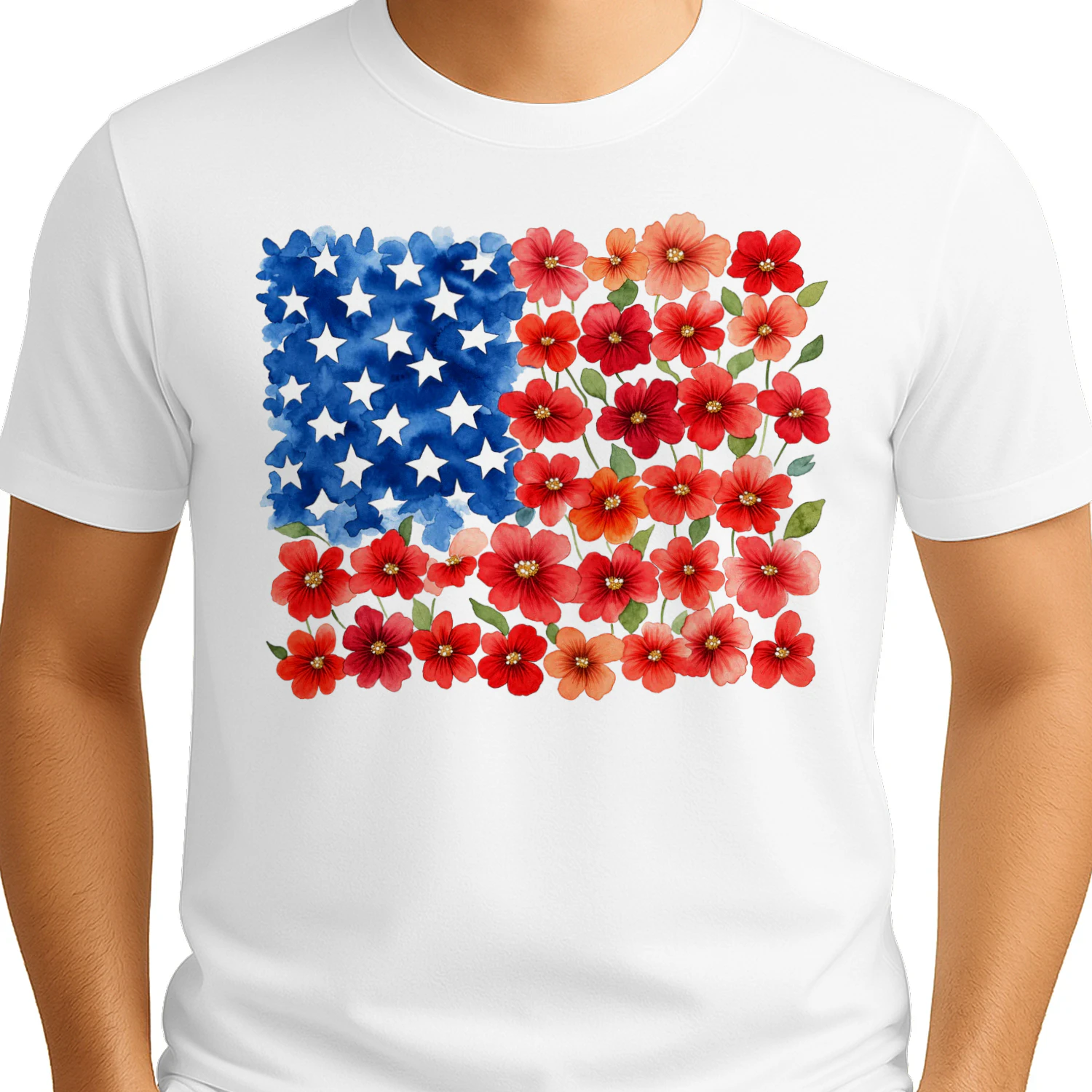 Floral USA flag t-shirt