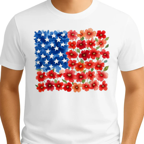 Floral USA flag t-shirt 