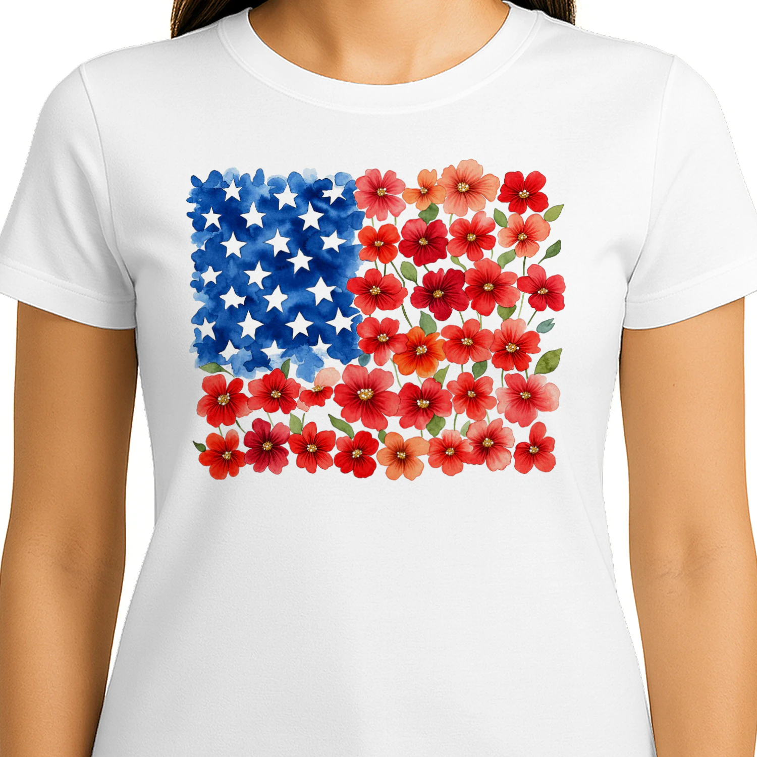 Floral USA flag t-shirt
