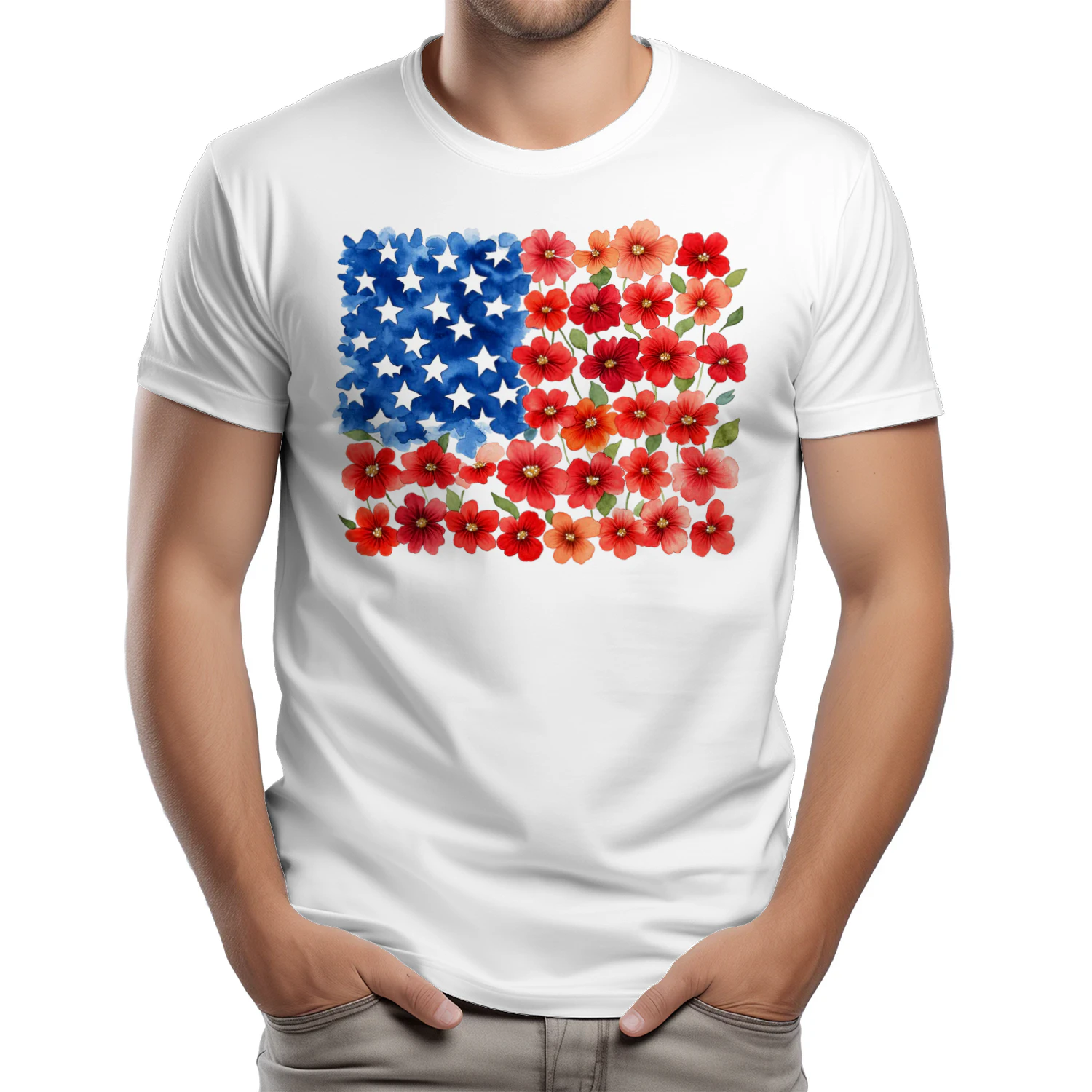 Floral USA flag t-shirt