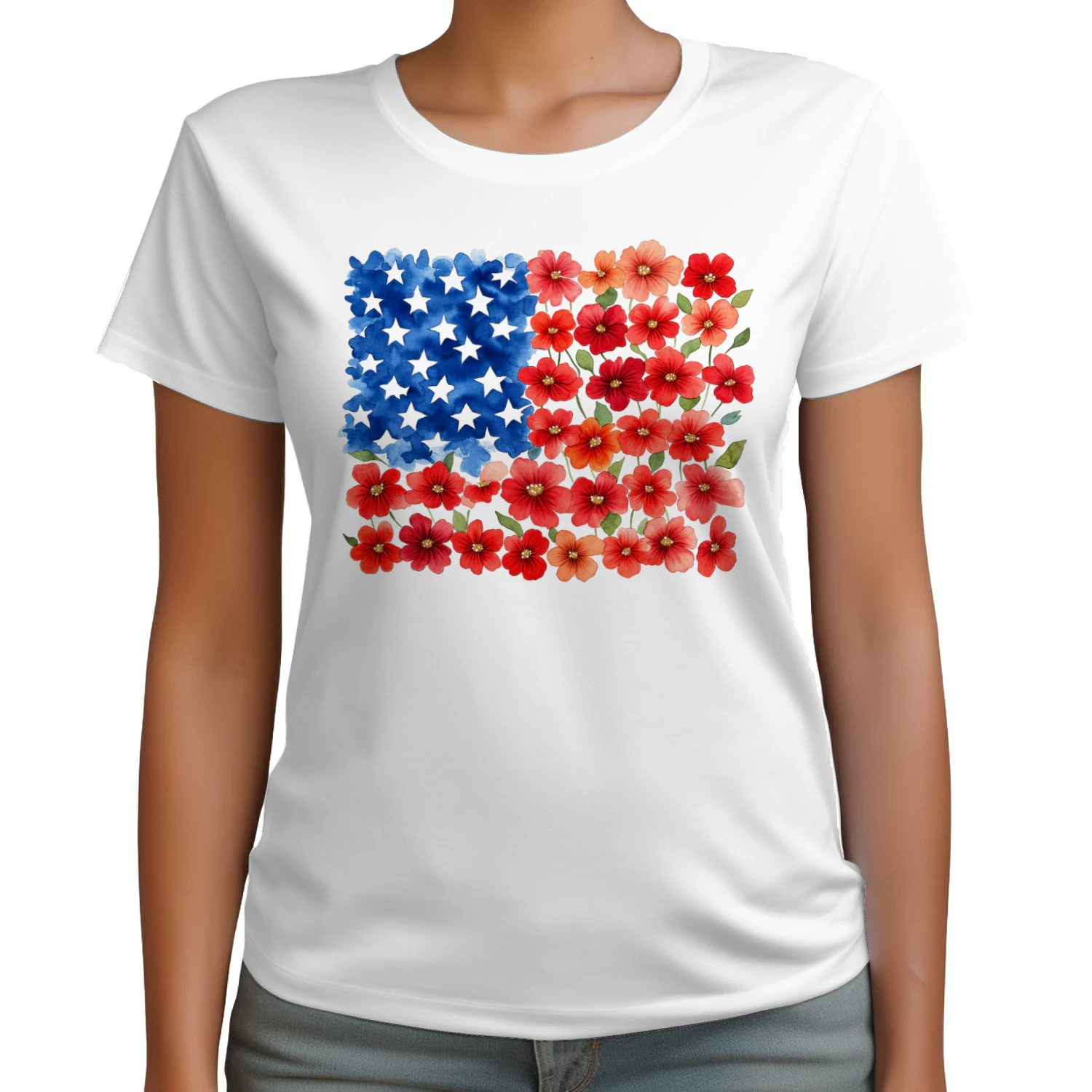 Floral USA flag t-shirt