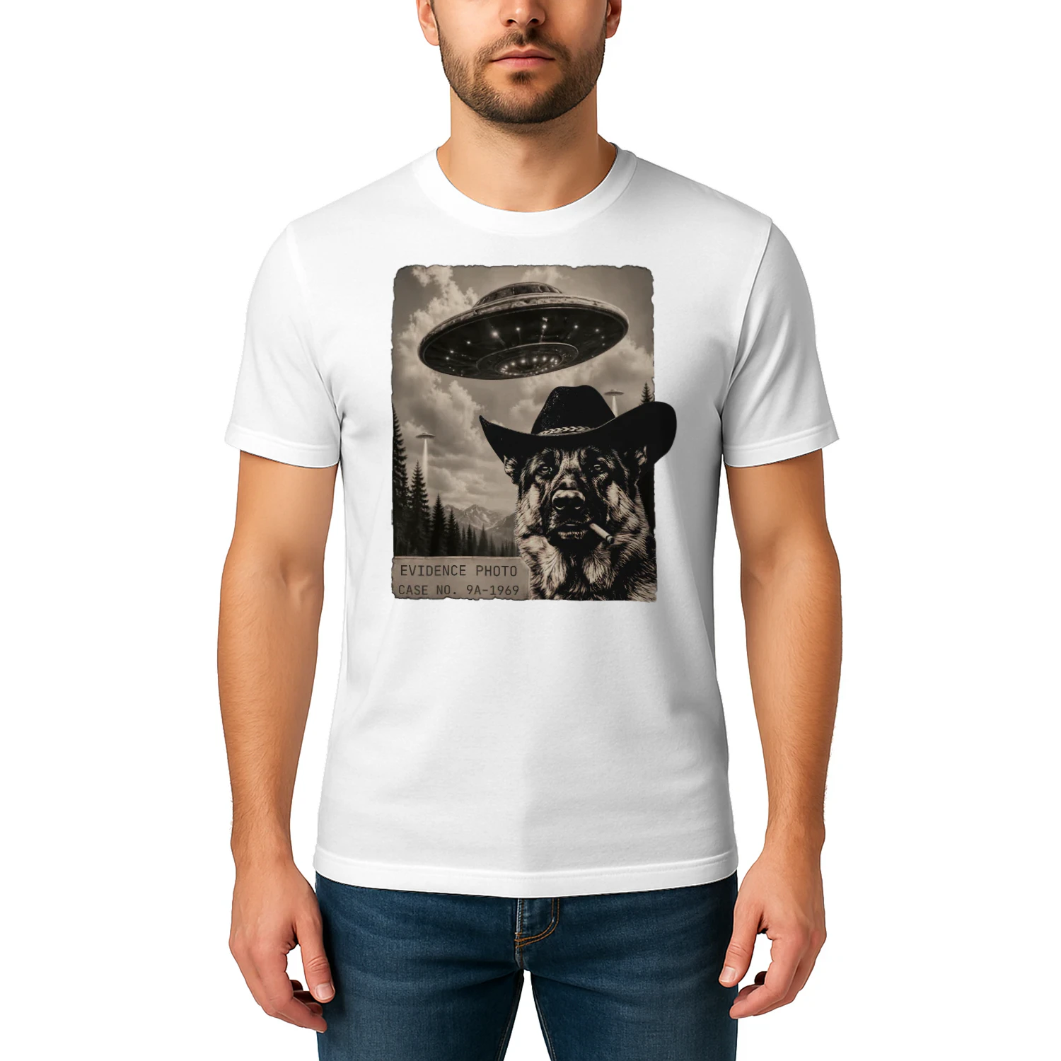 GERMAN SHEPHERD UFO T-SHIRT 