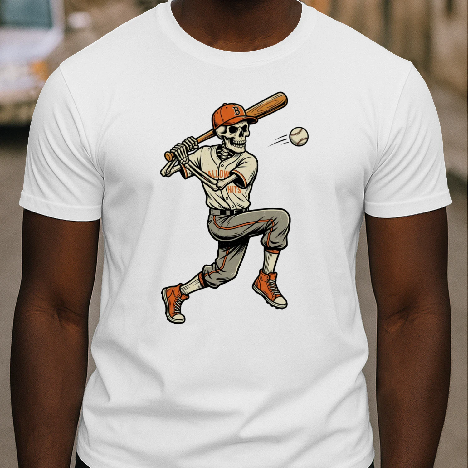 Baseball Skeleton Spooky Boys Halloween Baseball Player T-Shirt