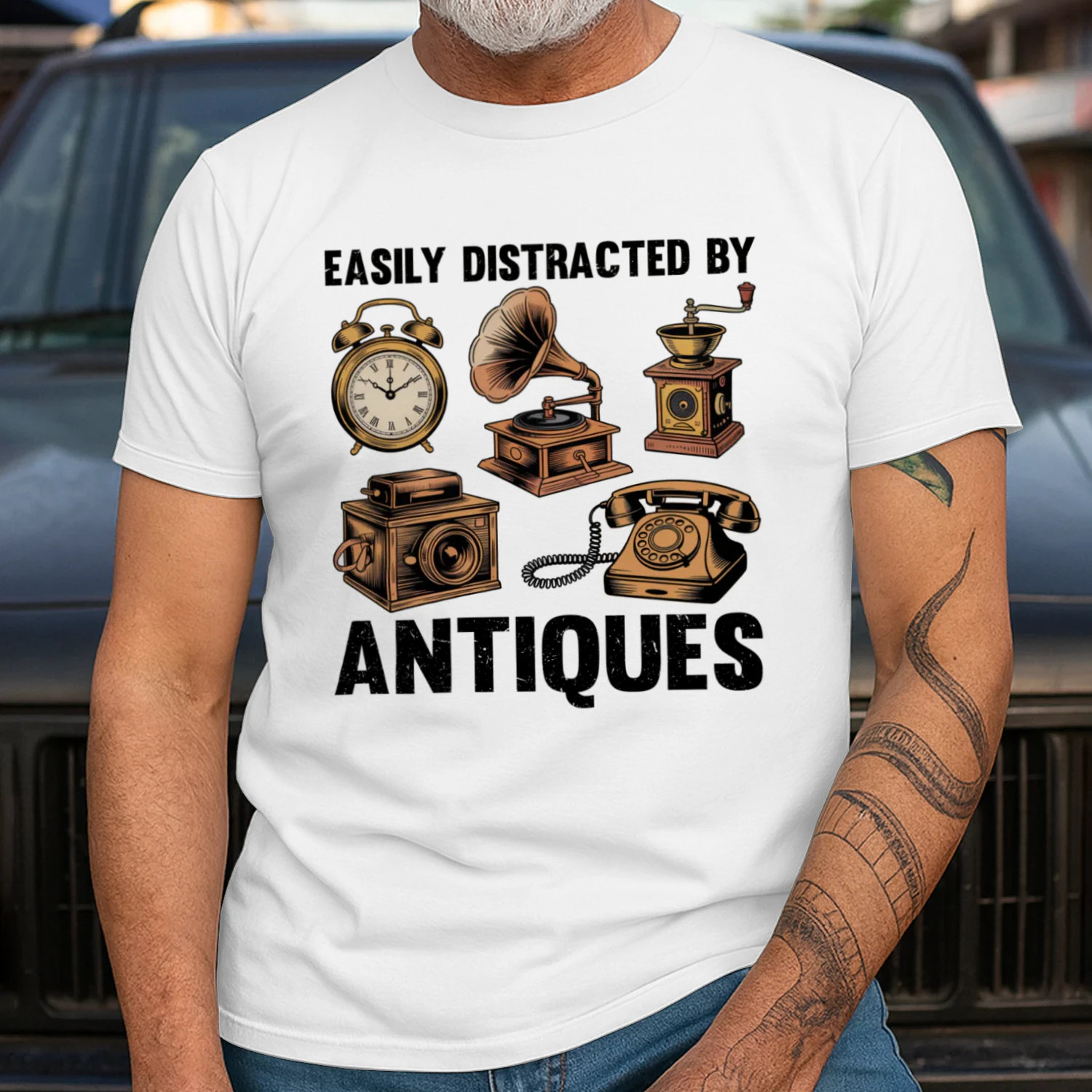 Antique T-shirt, Easily Distracted By Antiques Shirt, Antique Lover Shirt, Vintage Collector Gift, Antiquing Shirt, antique dealer Shirt