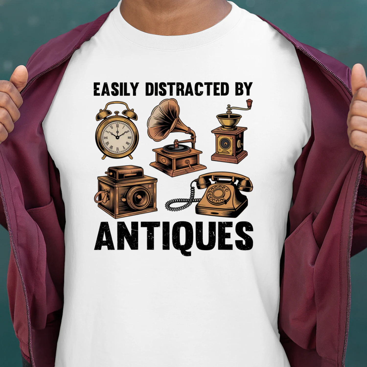 Antique T-shirt, Easily Distracted By Antiques Shirt, Antique Lover Shirt, Vintage Collector Gift, Antiquing Shirt, antique dealer Shirt