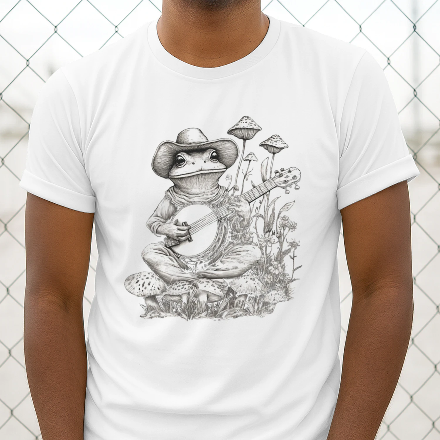 Frog Playing Banjo Shirt, Cottagecore Aesthetic Shirt, Floral Women Shirt, Aesthetic Fog Shirt, Mushroom Frog Shirt, Frog And Toad Tee, Banjo Lover Shirt