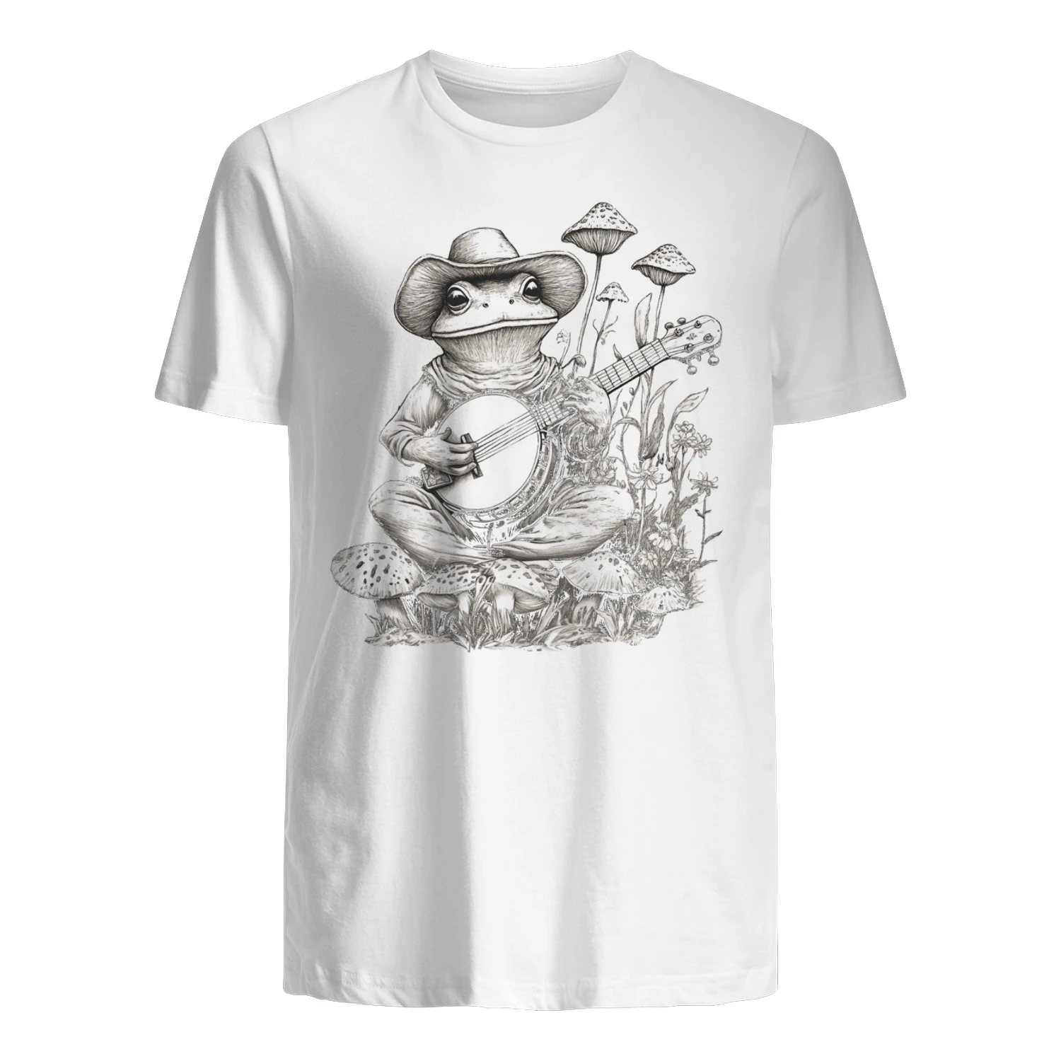 Frog Playing Banjo Shirt, Cottagecore Aesthetic Shirt, Floral Women Shirt, Aesthetic Fog Shirt, Mushroom Frog Shirt, Frog And Toad Tee, Banjo Lover Shirt