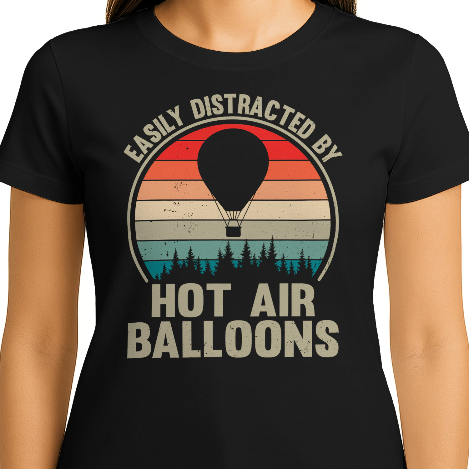 Hot Air Balloon Shirt, Easily Distracted By Hot Air Balloons, Retro Hot Air Balloon, Travel Graphic Tee