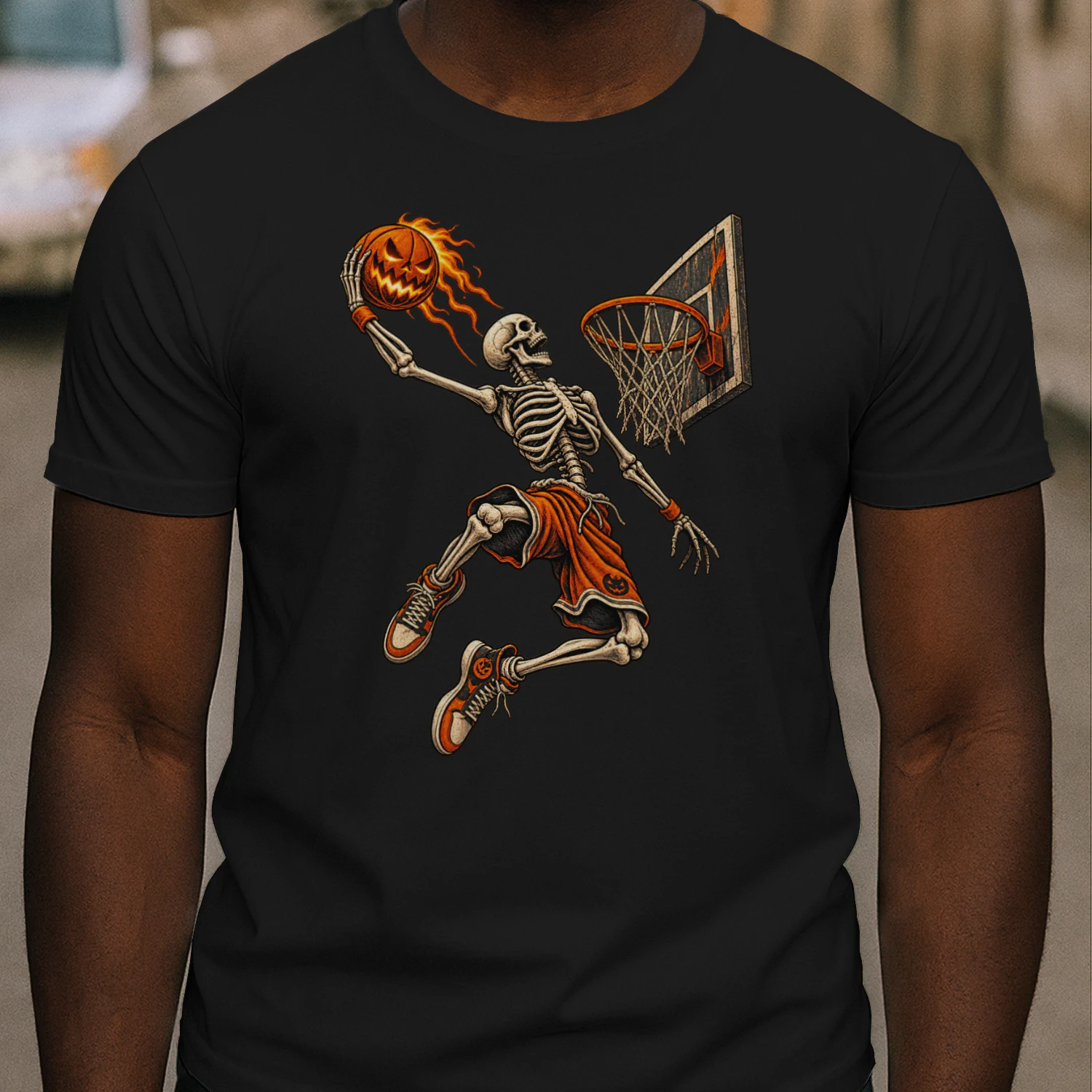 Halloween Basketball Shirt, Skeleton Basketball T Shirt, Spooky Basketball Tee, Vintage Skull Dunk Shirt, Basketball Player Gift