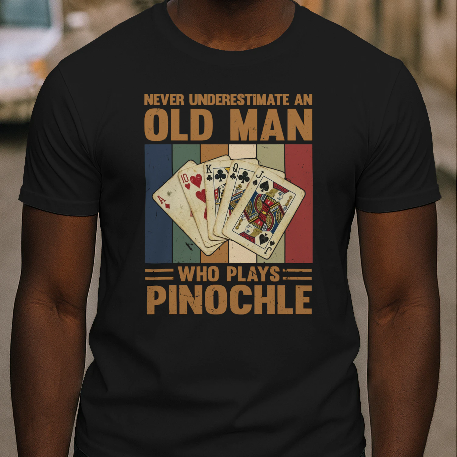 Never Underestimate an Old Man Who Plays Pinochle Shirt, Funny Pinochle T-Shirt, Pinochle Player Gift, Card Game Shirt