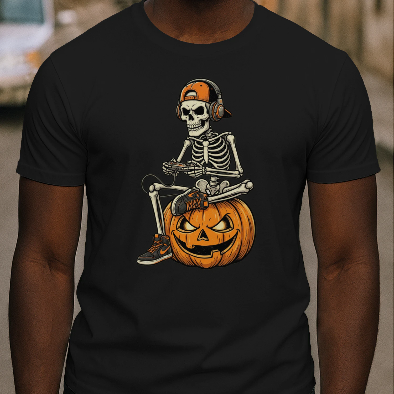 🎃 Spooky Gamer Skeleton T-Shirt – Halloween Gaming Shirt for Kids & Teens 🎮💀