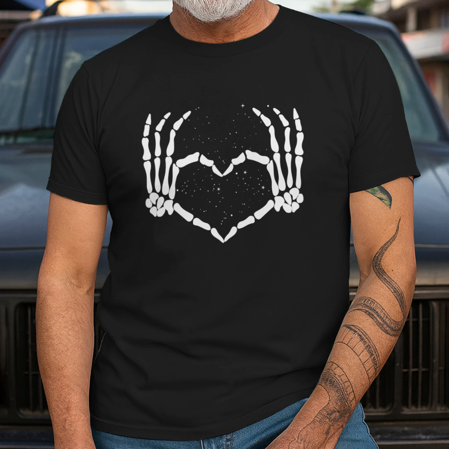 Skeleton Hand Heart Halloween Funny Bones Love T-Shirt