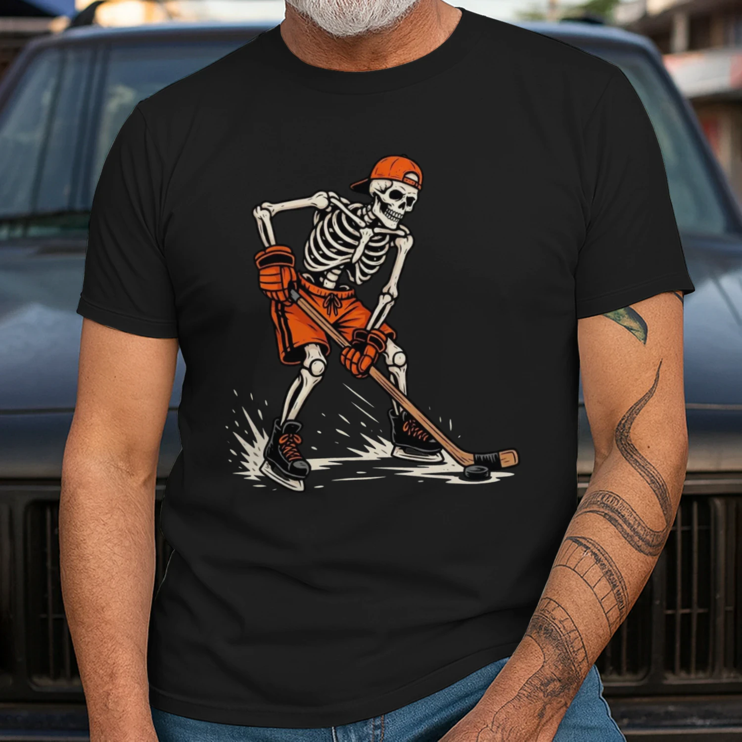 Skeleton Hockey Halloween Shirt, Funny Ice Hockey T Shirt, Hockey Player Tee, Halloween Hockey Shirt, Spooky Skeleton Hockey Gift