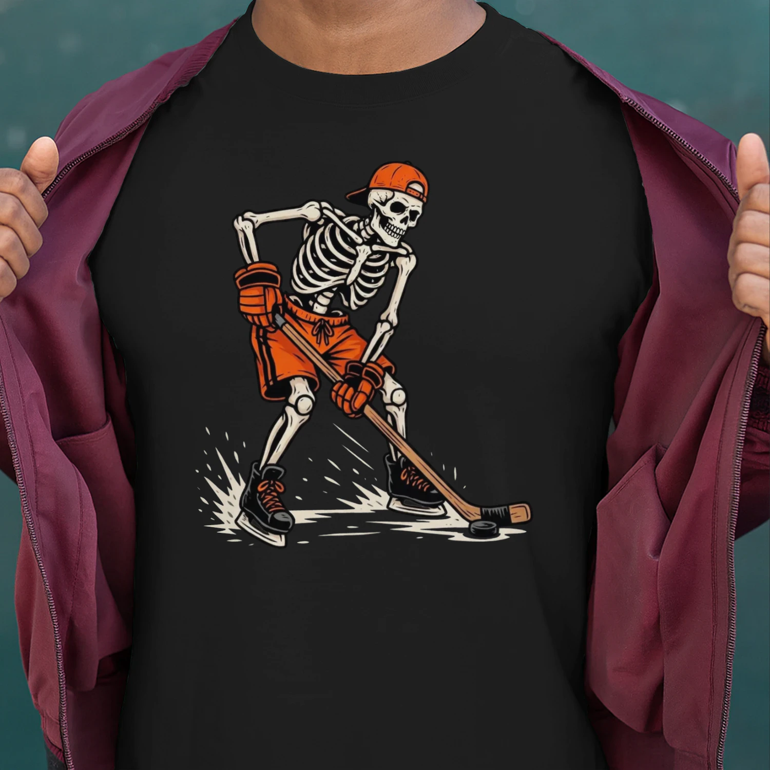 Skeleton Hockey Halloween Shirt, Funny Ice Hockey T Shirt, Hockey Player Tee, Halloween Hockey Shirt, Spooky Skeleton Hockey Gift