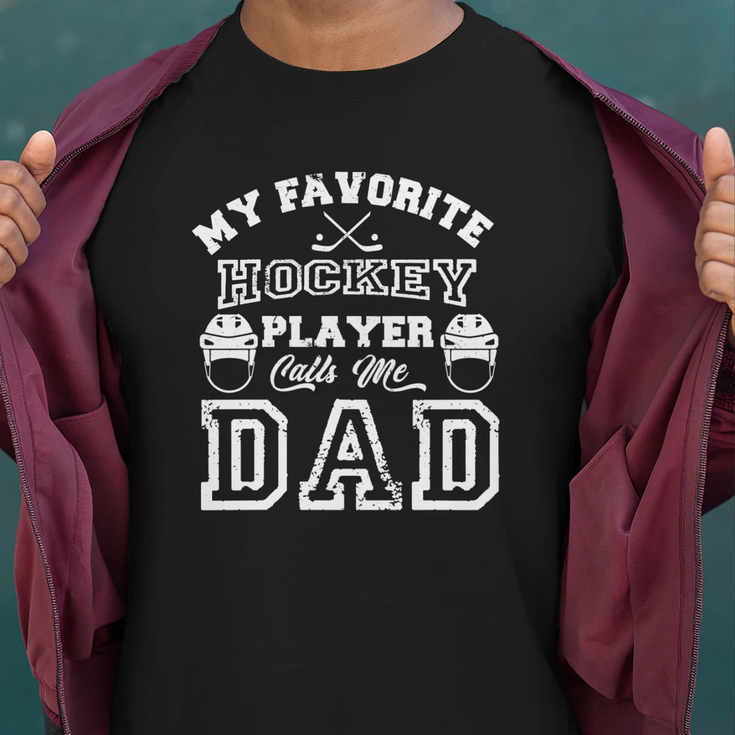 Hockey Dad Shirt, Hockey Sticks Gift, Dad Hockey Tee, My Favorite Hockey Player Calls Me Dad